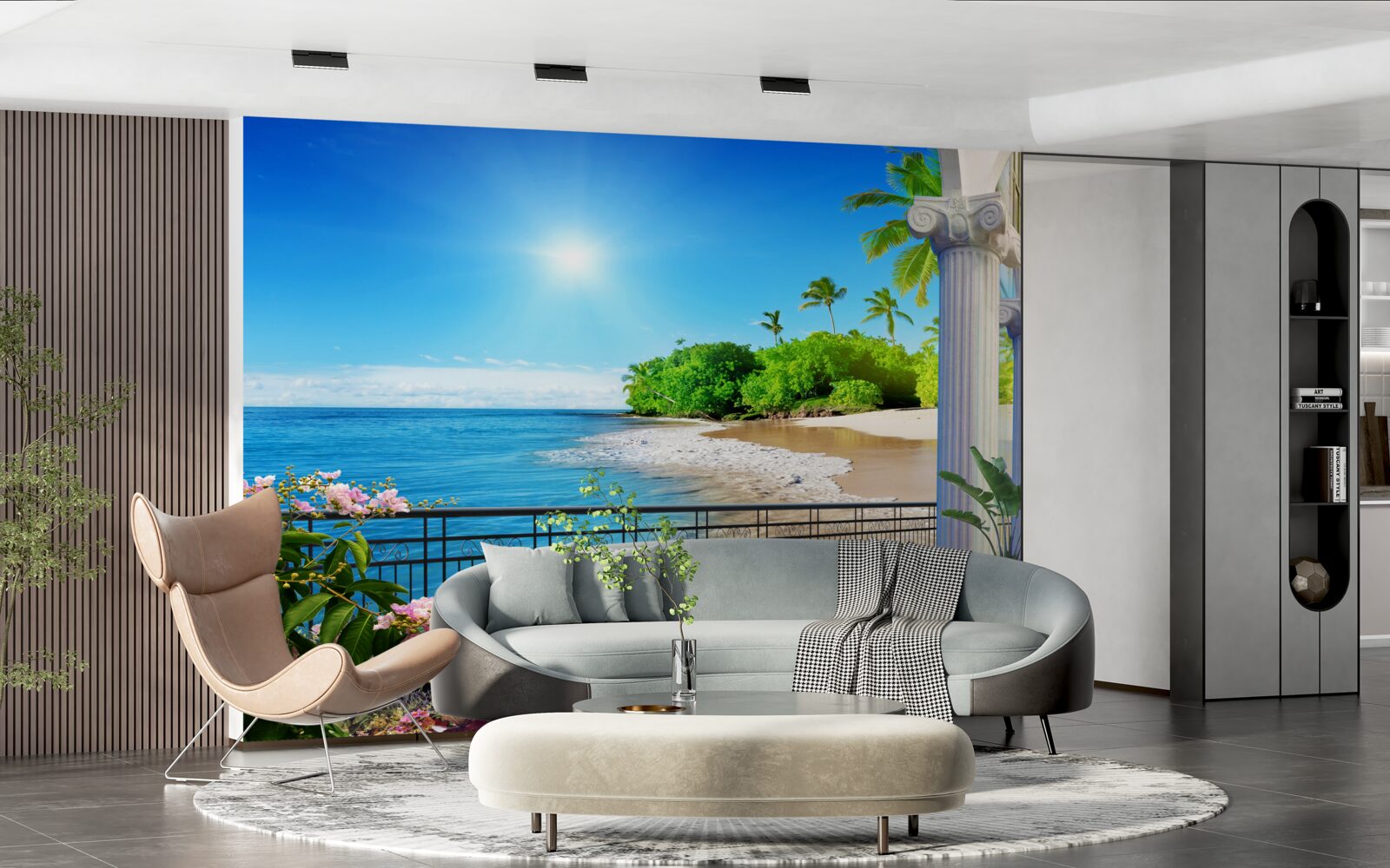 Fototapeta panorama oceanu i plaży z tarasu