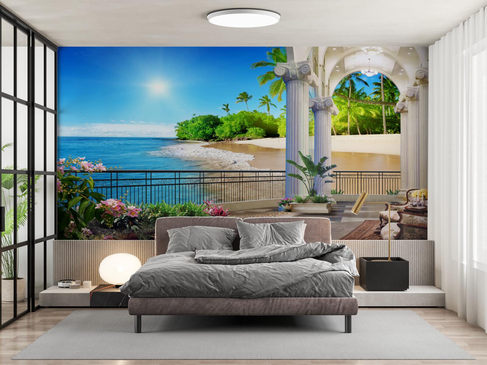 Fototapeta panorama oceanu i plaży z tarasu