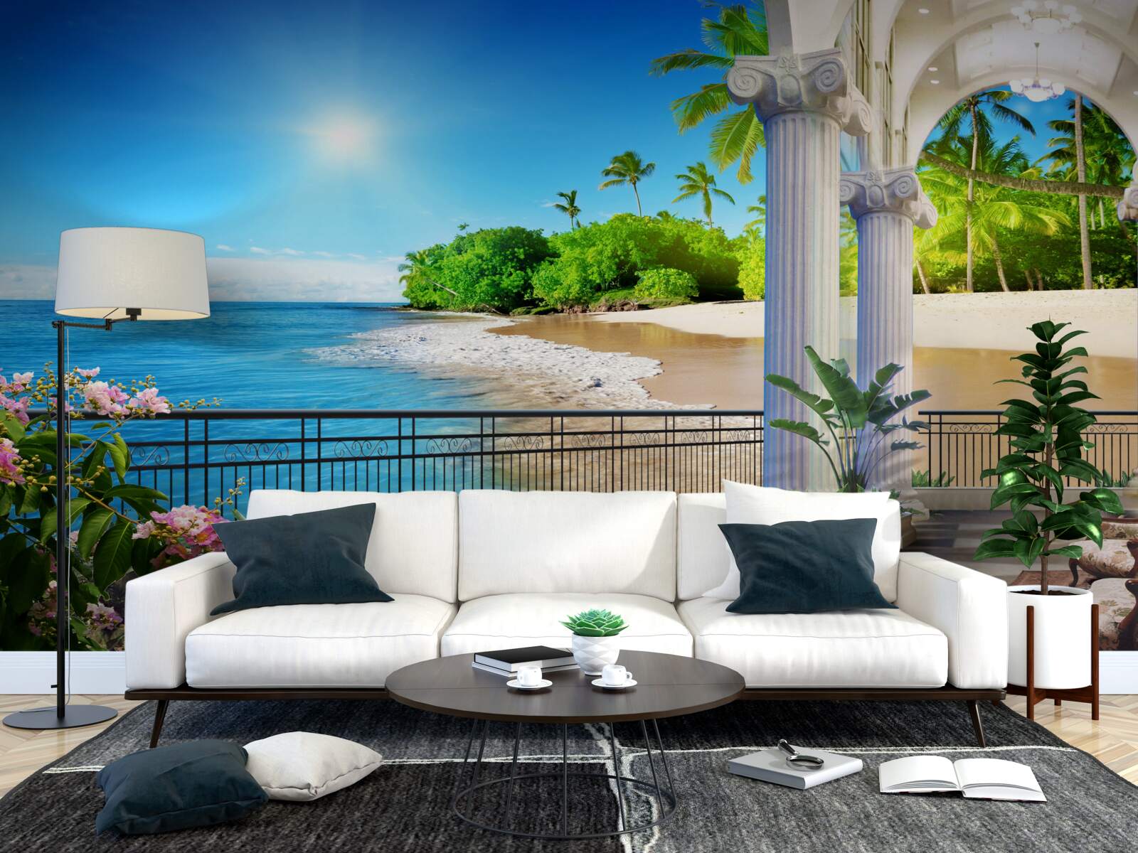 Fototapeta panorama oceanu i plaży z tarasu