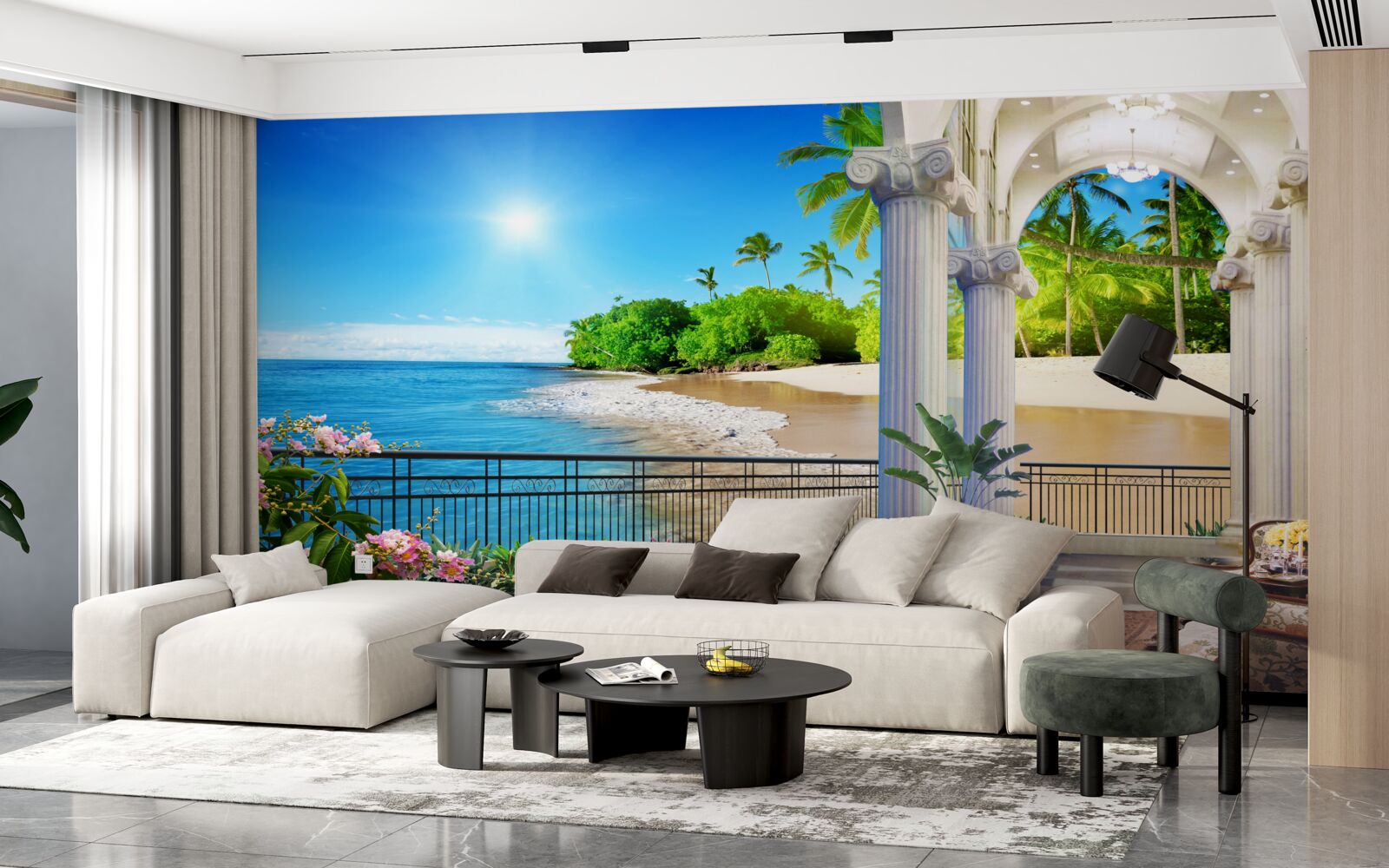 Fototapeta panorama oceanu i plaży z tarasu