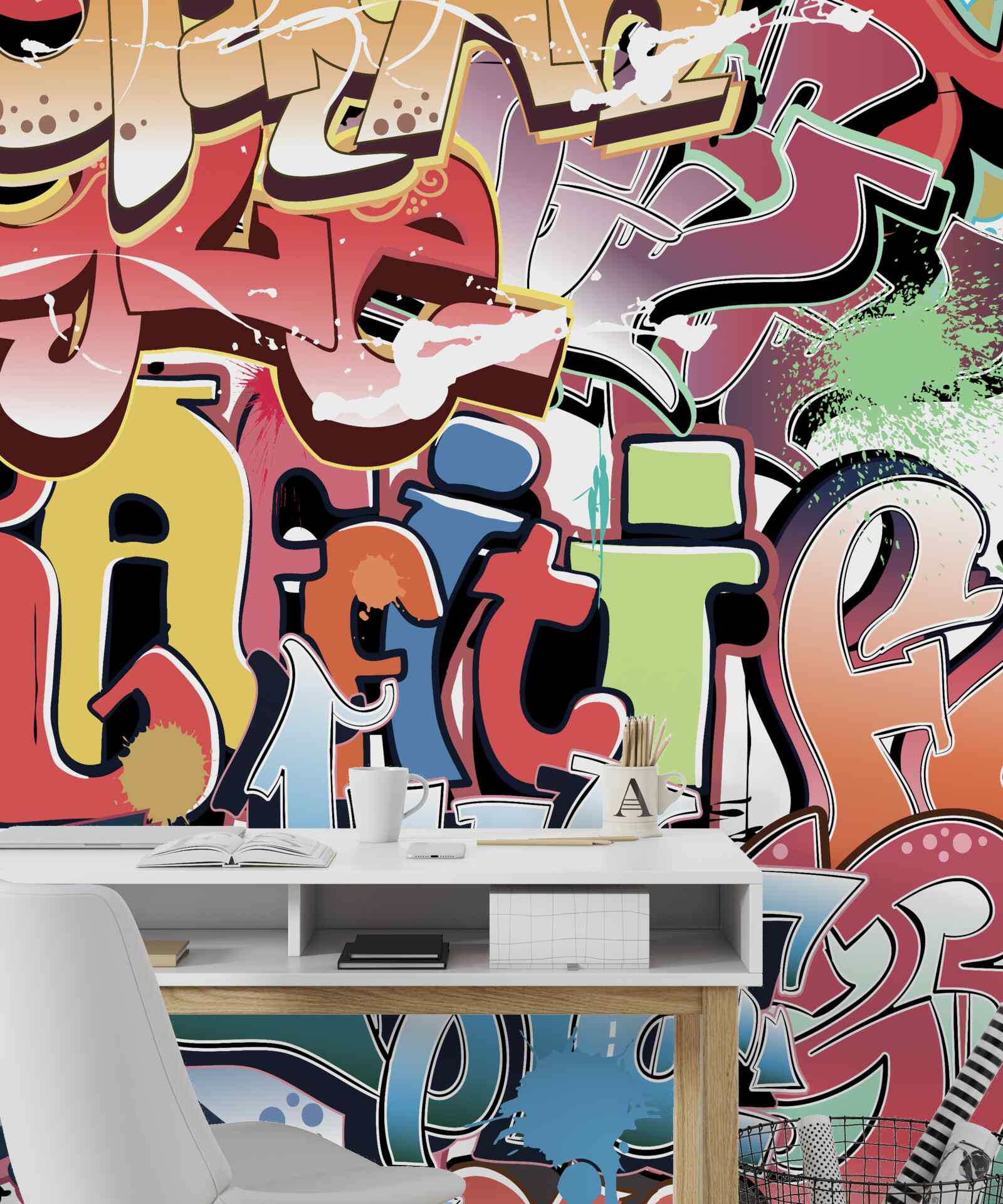 Fototapeta napisy graffiti w różnych kolorach