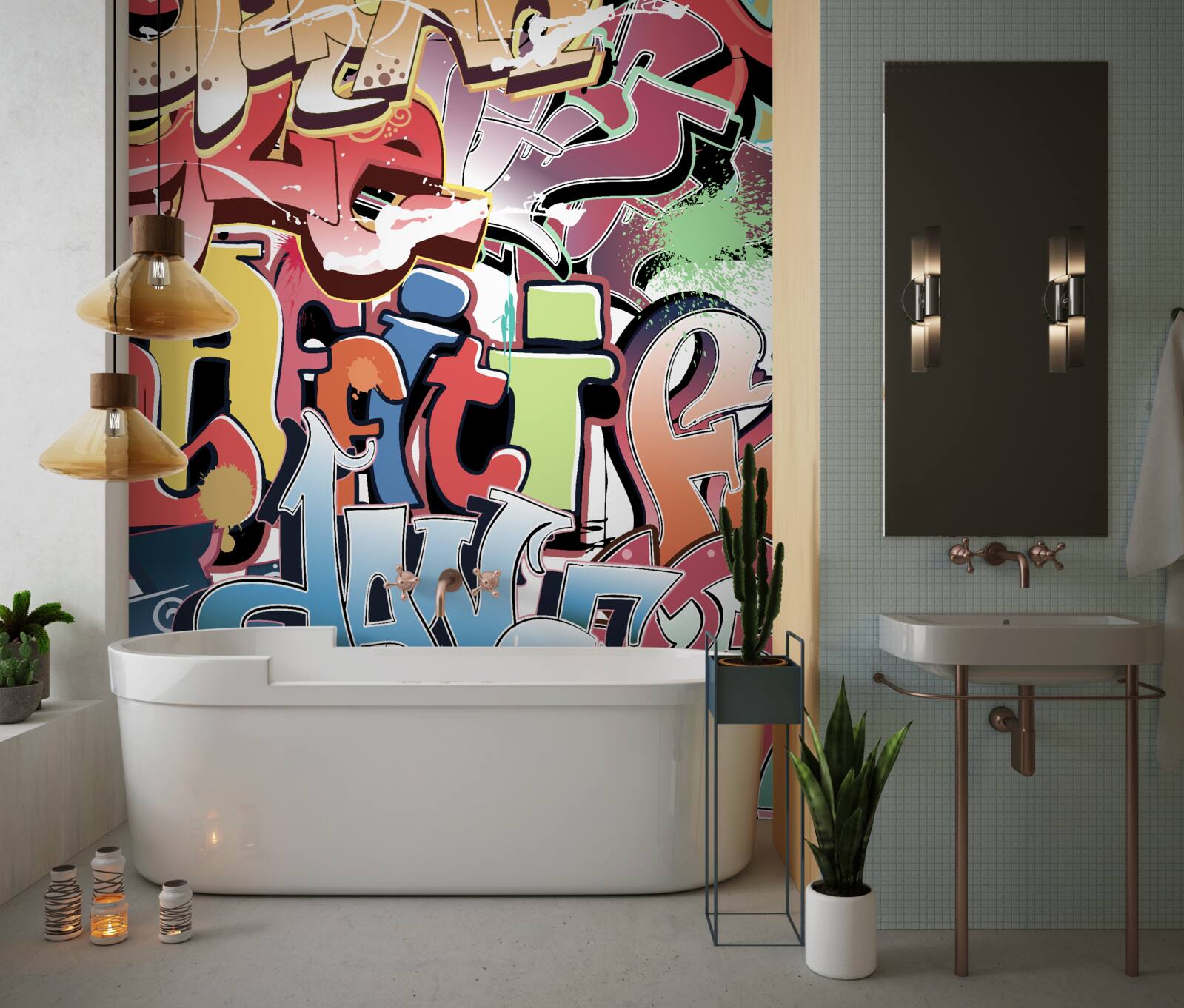 Fototapeta napisy graffiti w różnych kolorach