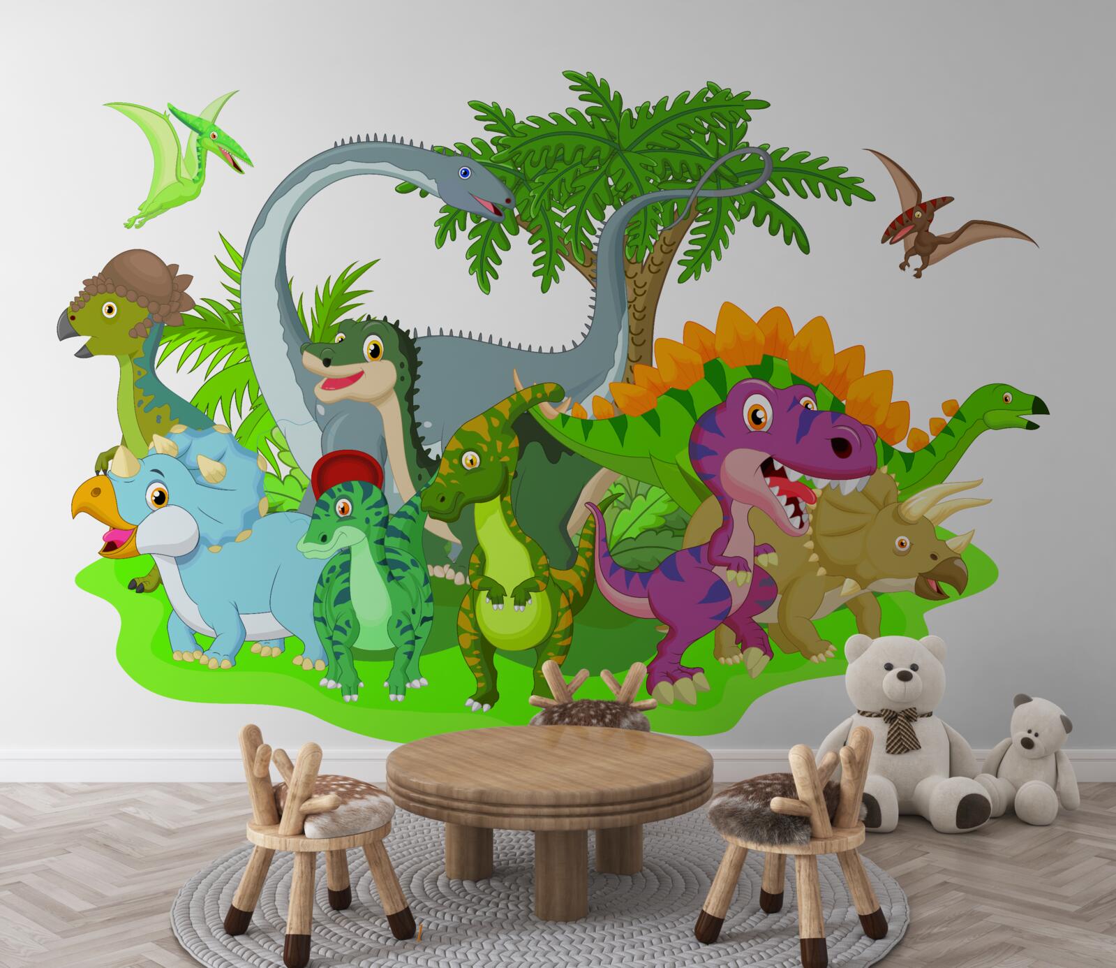 Fototapeta kreskówkowe dinozaury