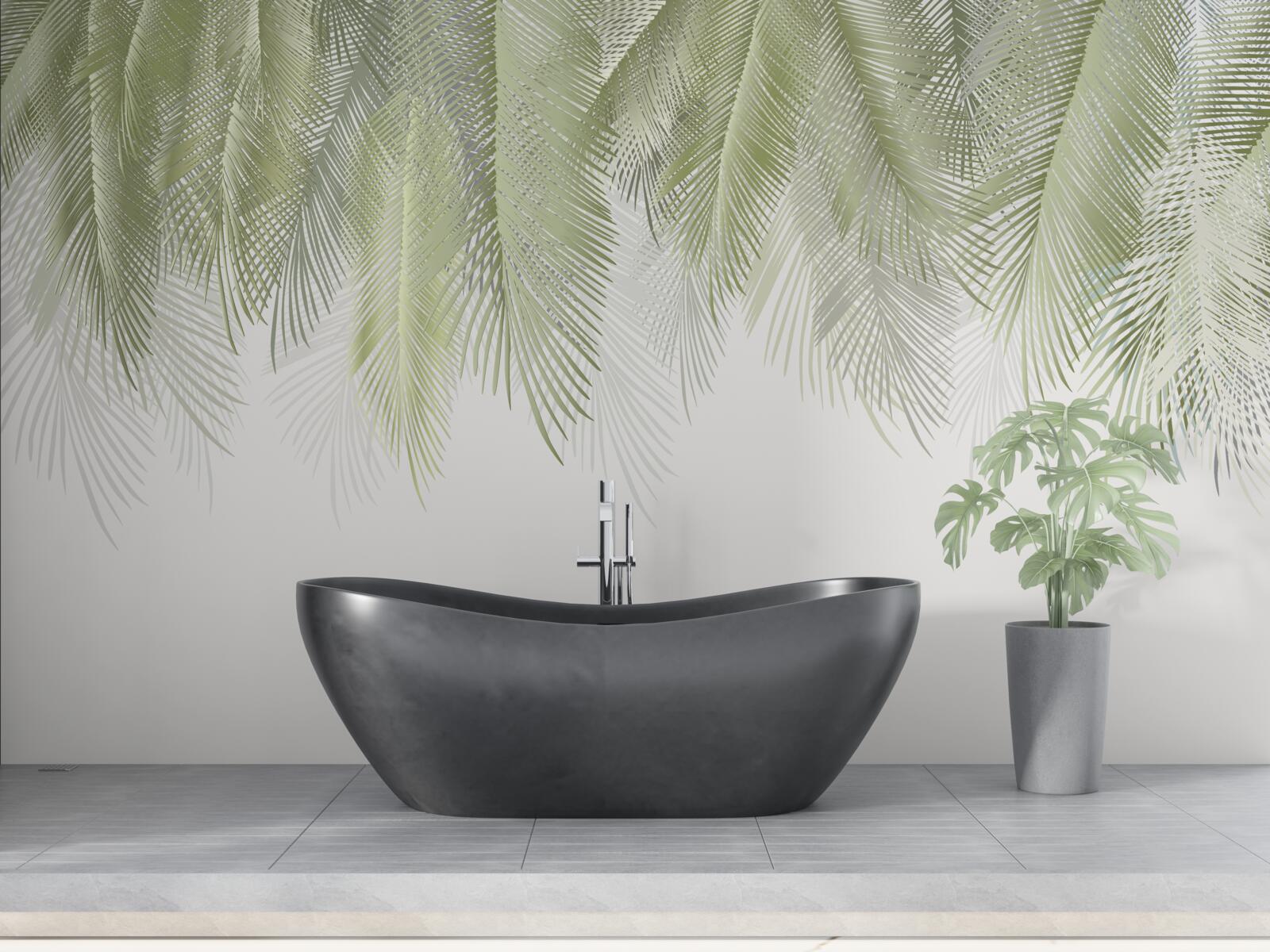 Fototapeta tropiki z zielonymi palmami