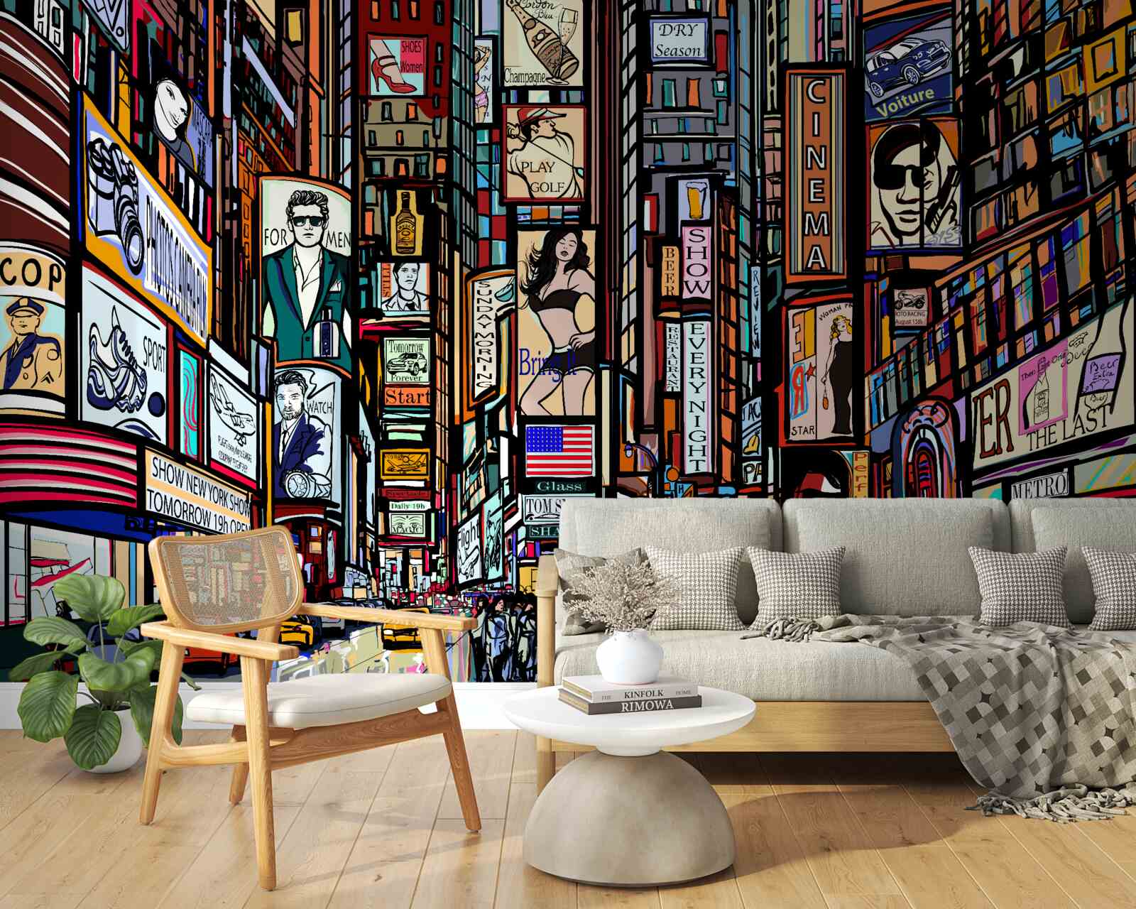 Fototapeta plac ozdobiony jest billboardami reklamowymi