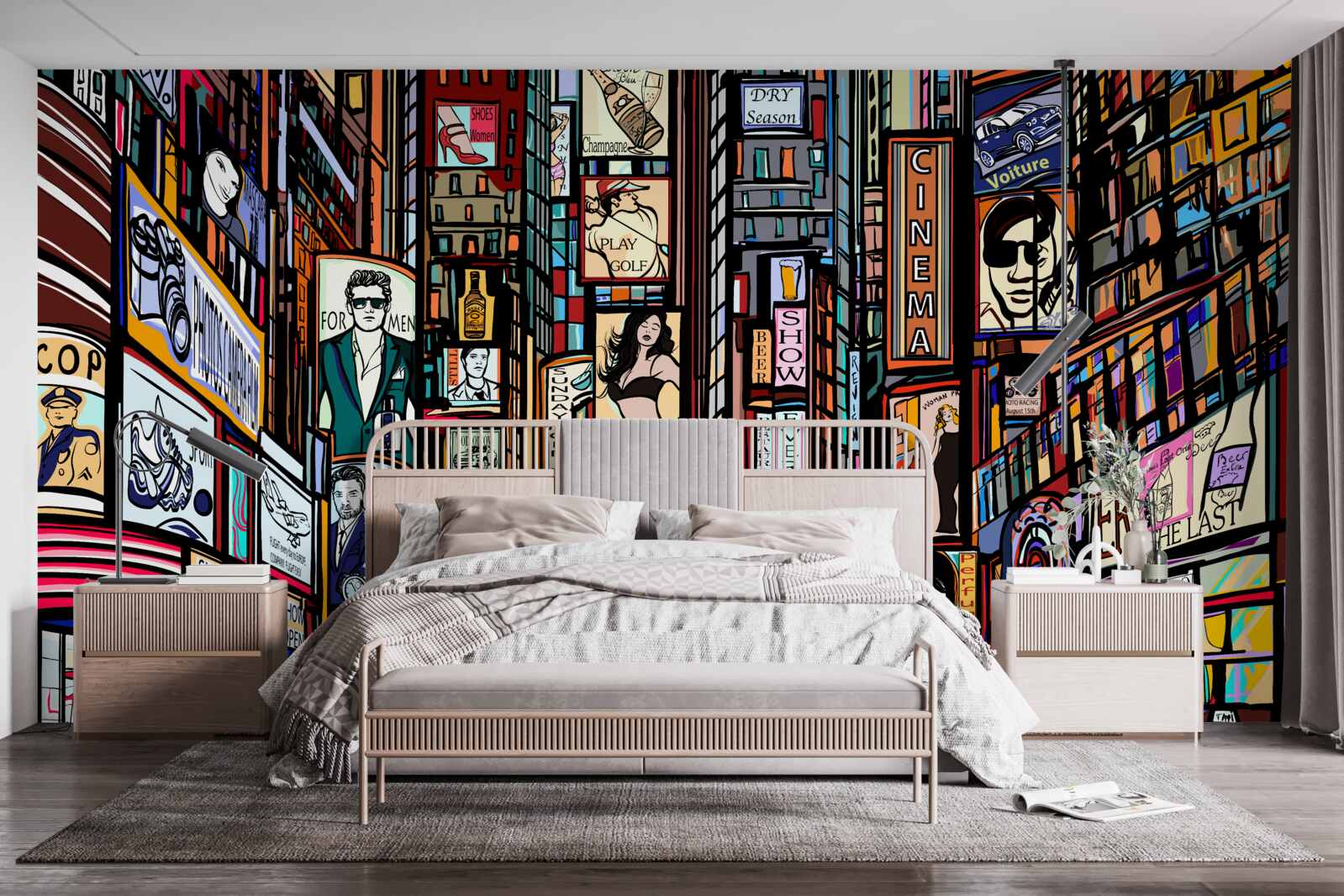 Fototapeta plac ozdobiony jest billboardami reklamowymi