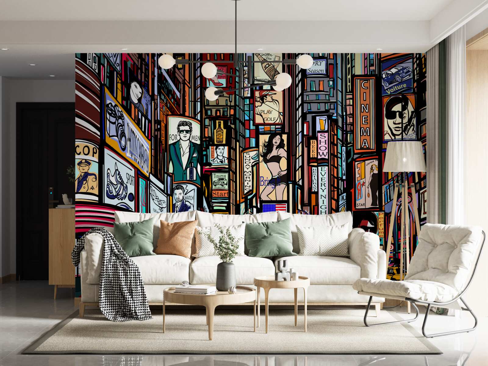 Fototapeta plac ozdobiony jest billboardami reklamowymi