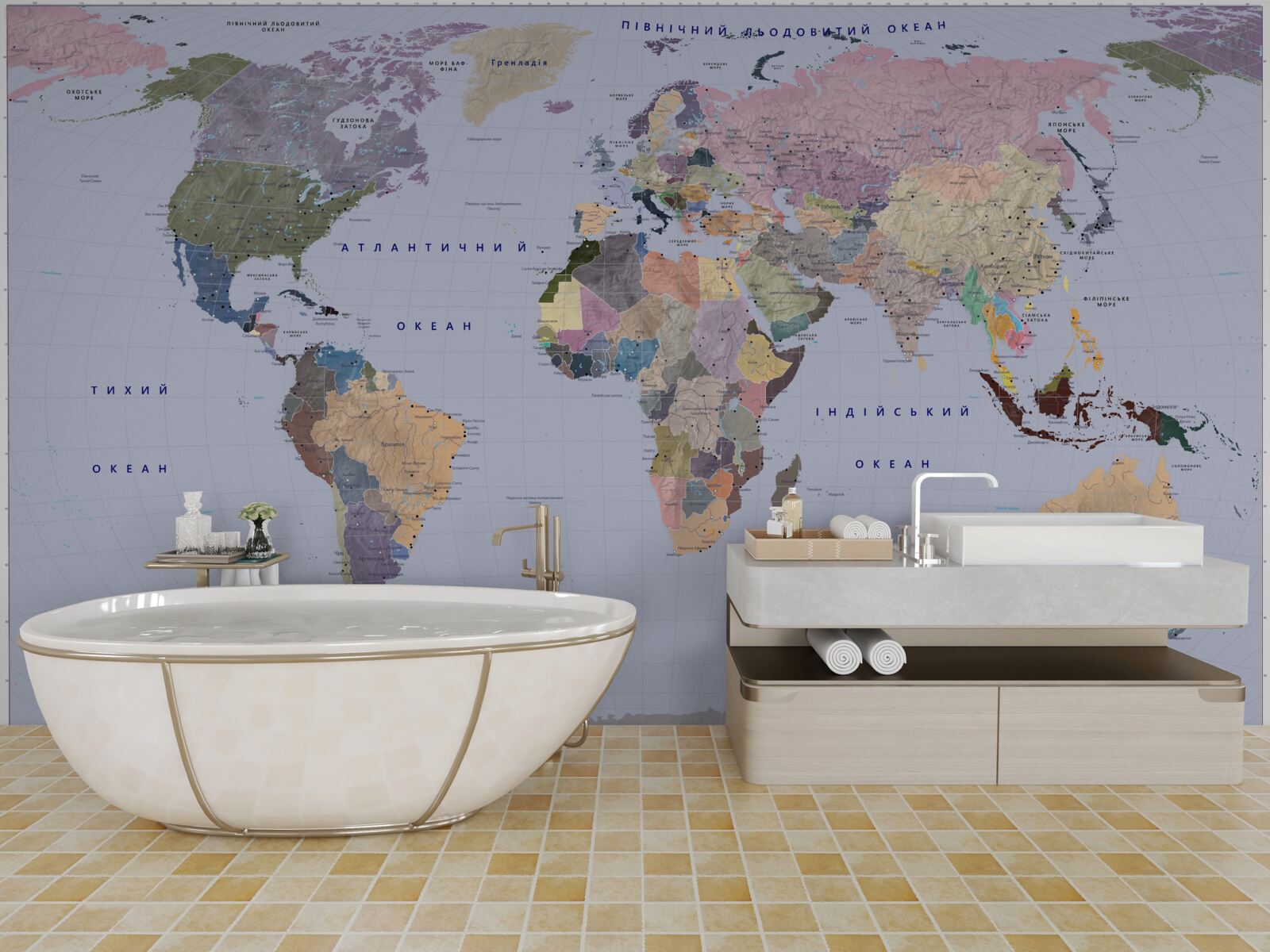 Fototapeta wielobarwna mapa geograficzna ziemi