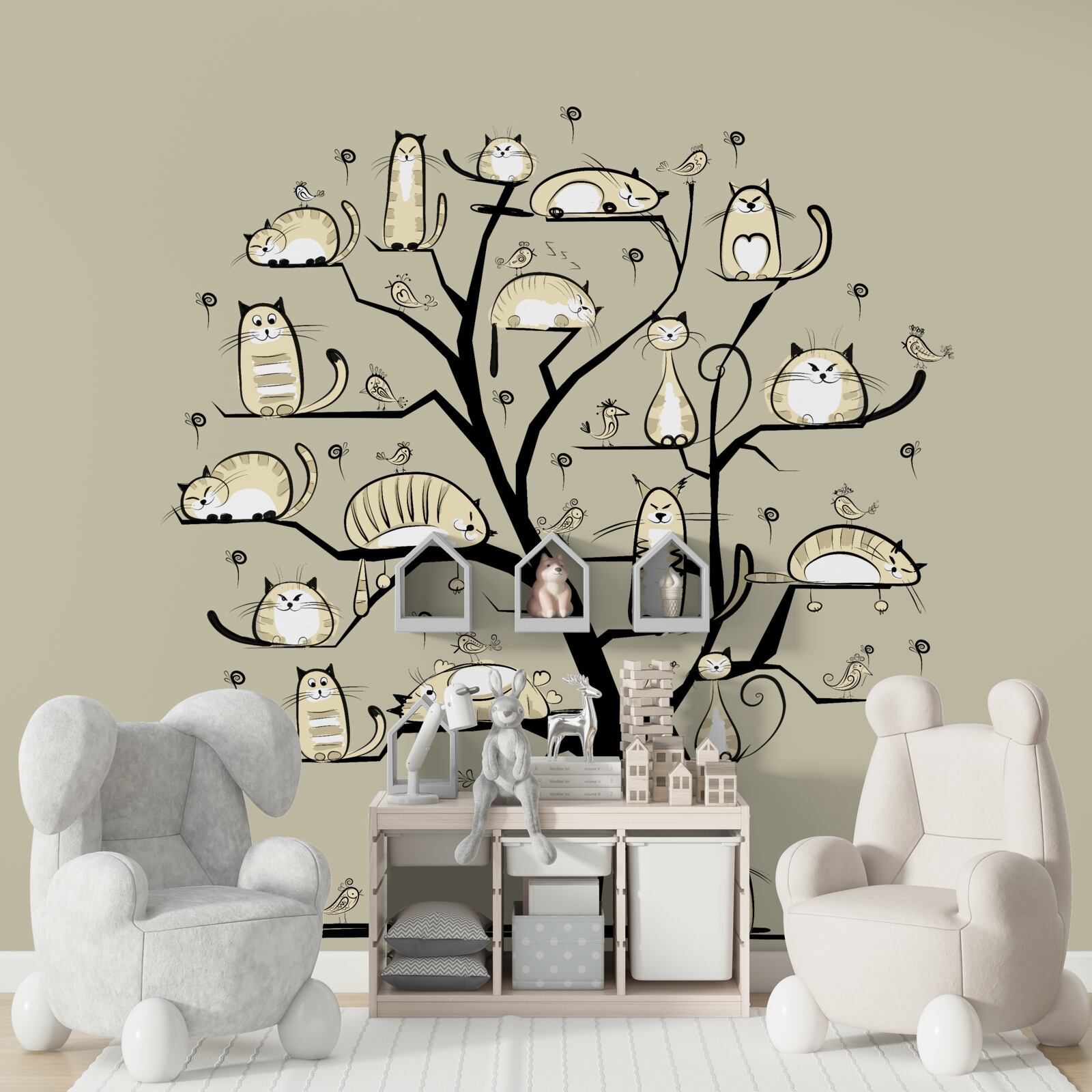 Fototapeta koty na gałęzi