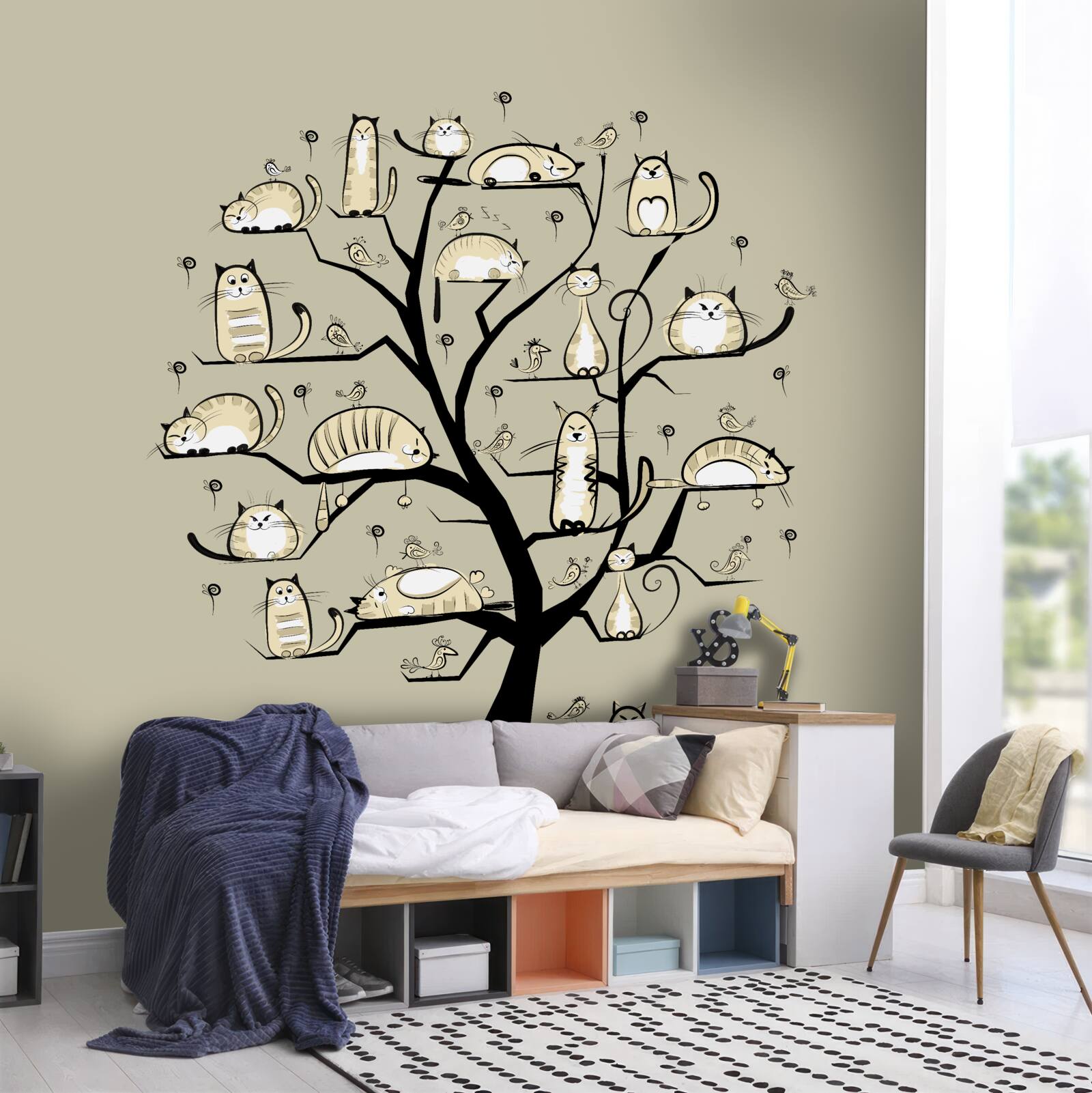 Fototapeta koty na gałęzi