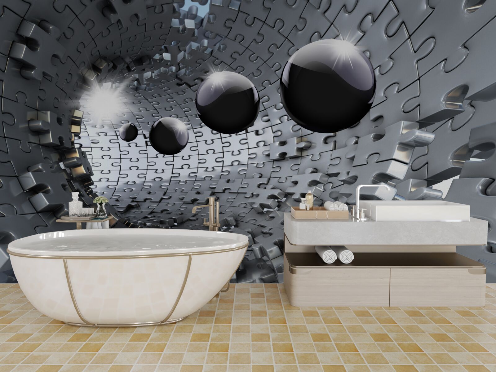 Fototapeta czarne kule znikają za horyzontem