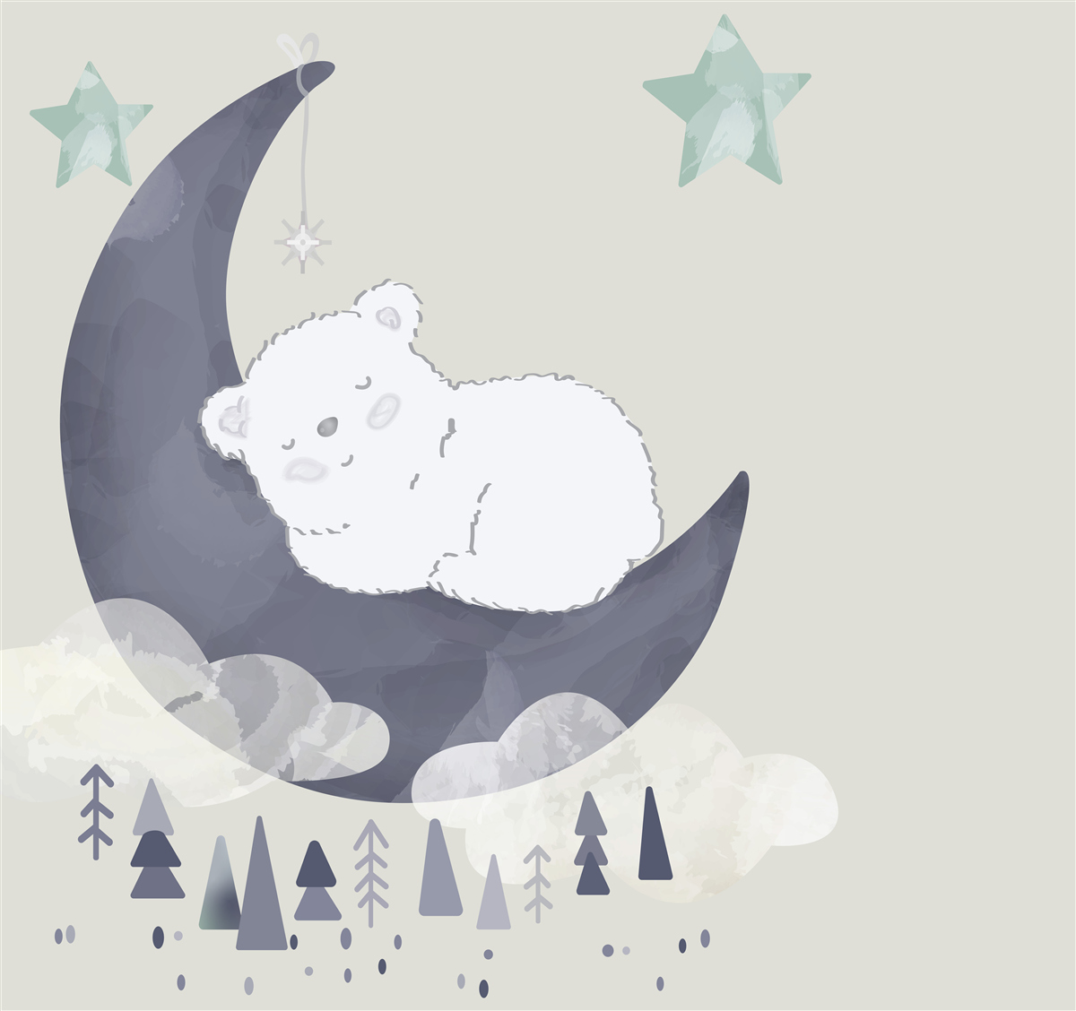 Fototapeta mały niedźwiedź polarny drzemie na księżycu