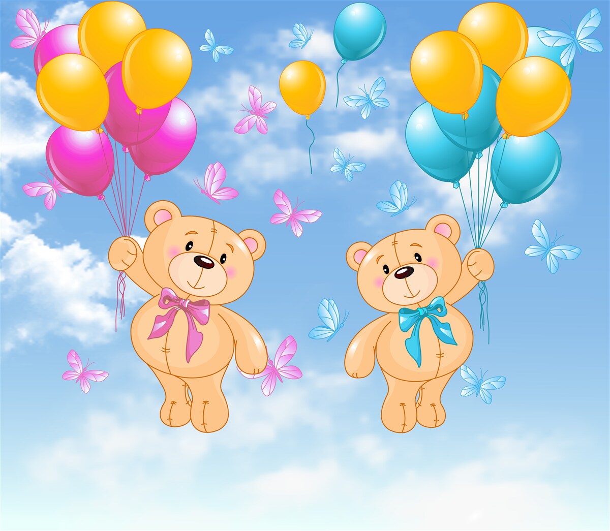 Fototapeta niedźwiedzie z balonami z helem