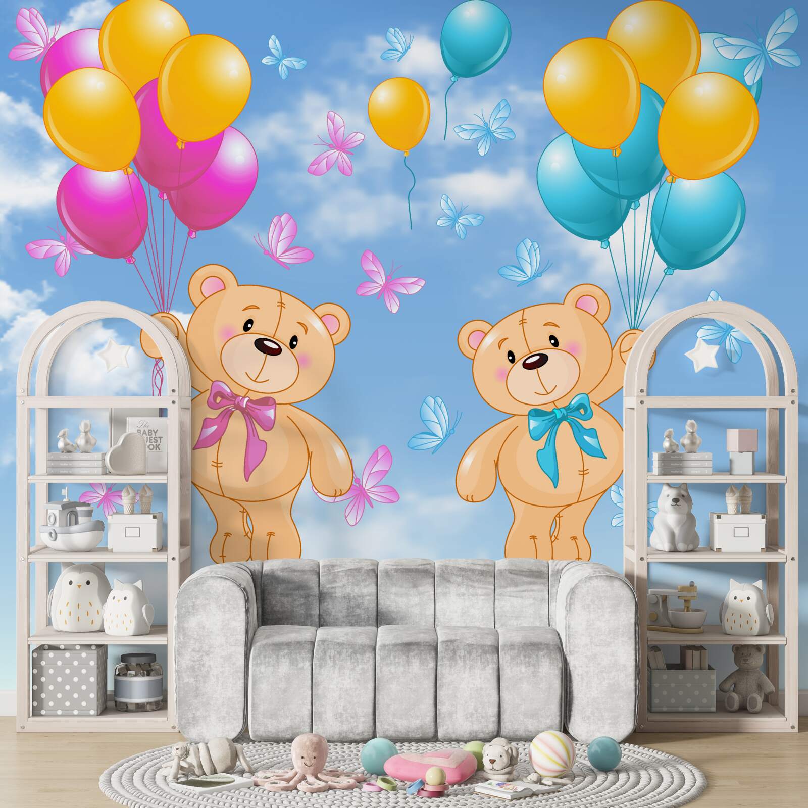 Fototapeta niedźwiedzie z balonami z helem