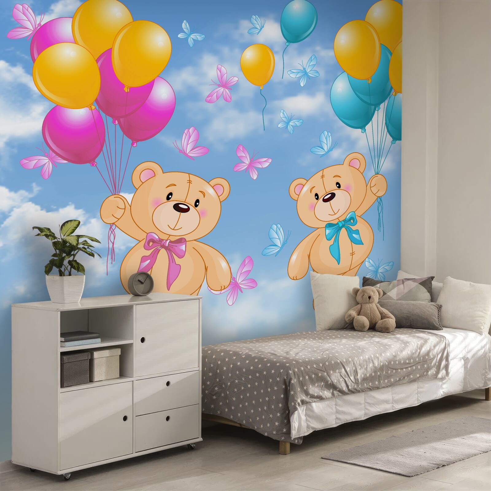 Fototapeta niedźwiedzie z balonami z helem