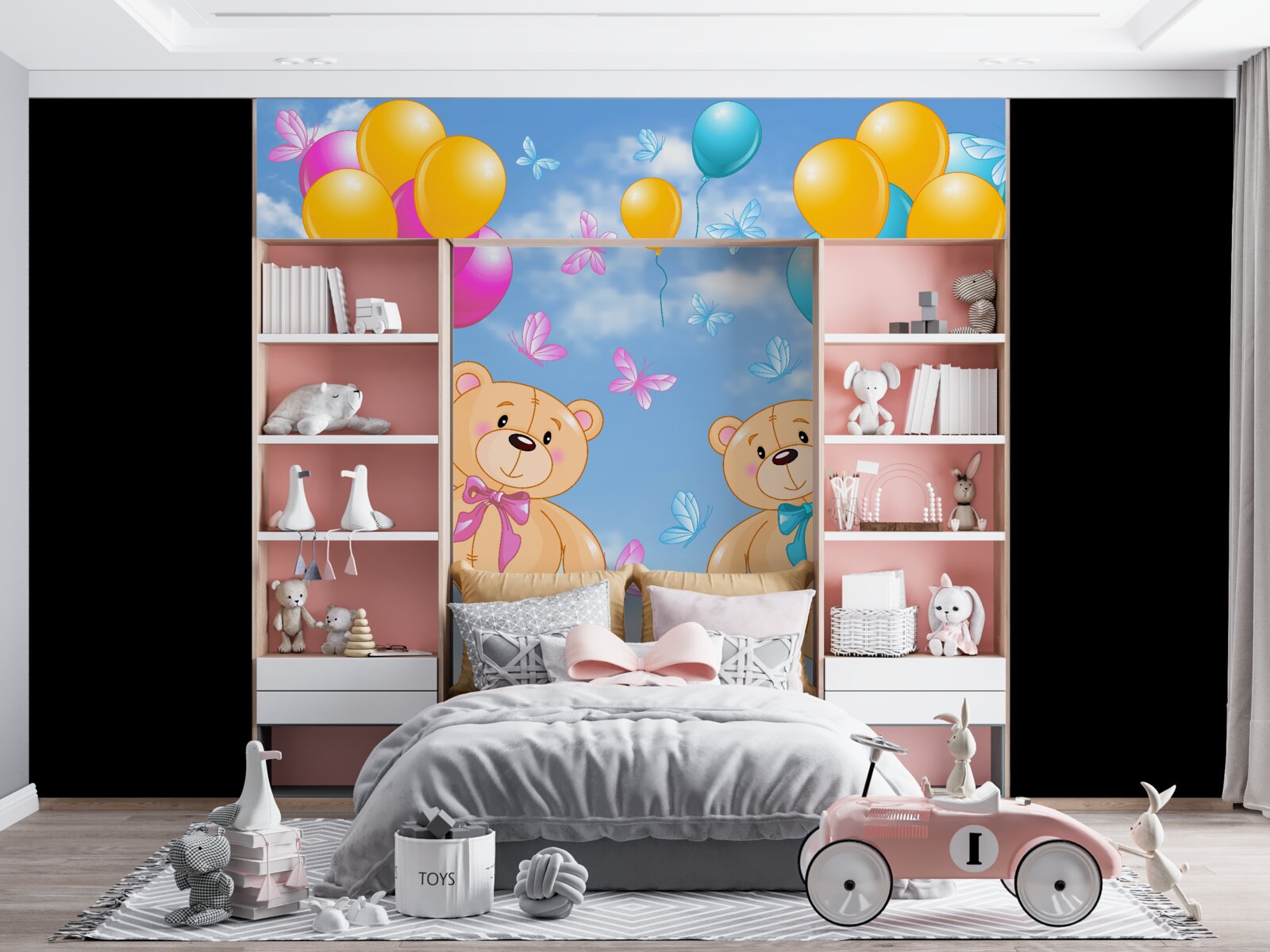 Fototapeta niedźwiedzie z balonami z helem