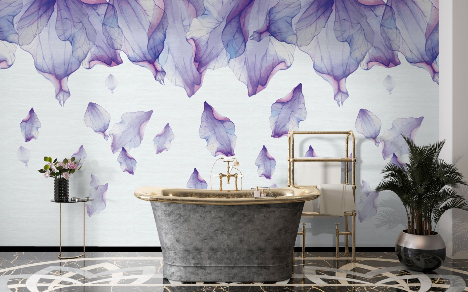 Fototapeta opadające fioletowe kwiaty irysa