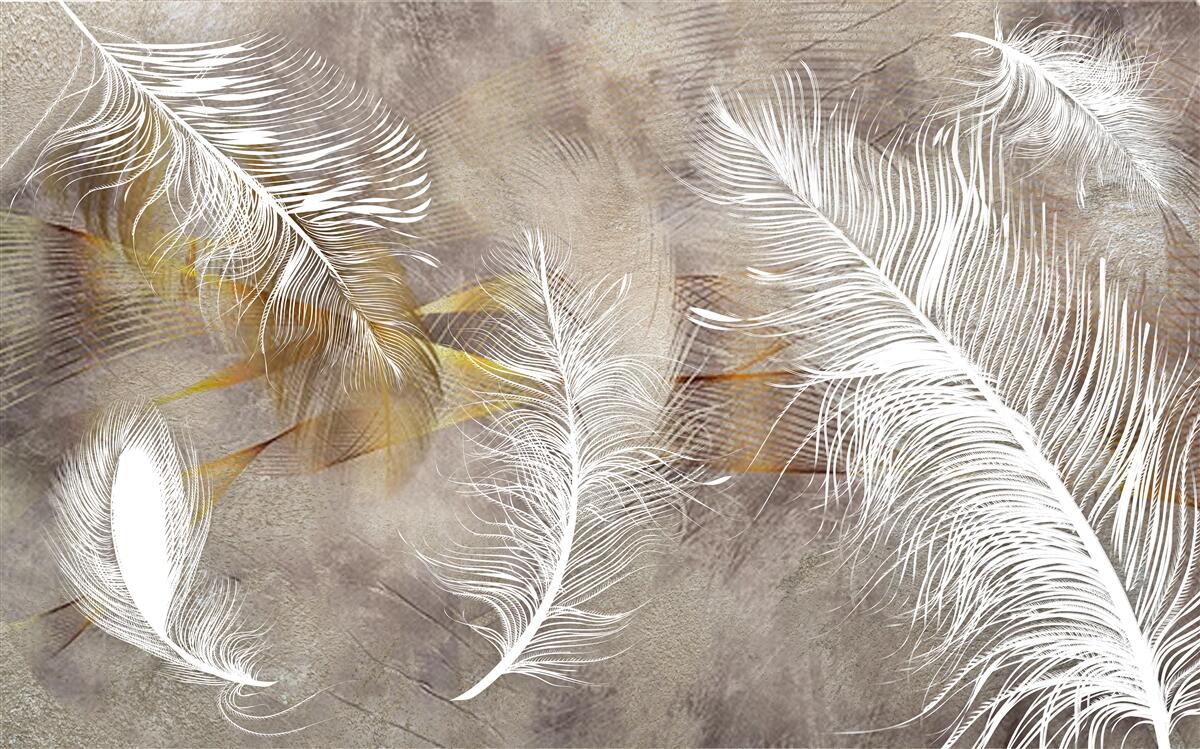 Fototapeta dekoracyjne piórka nawiązujące do lekkości powietrza