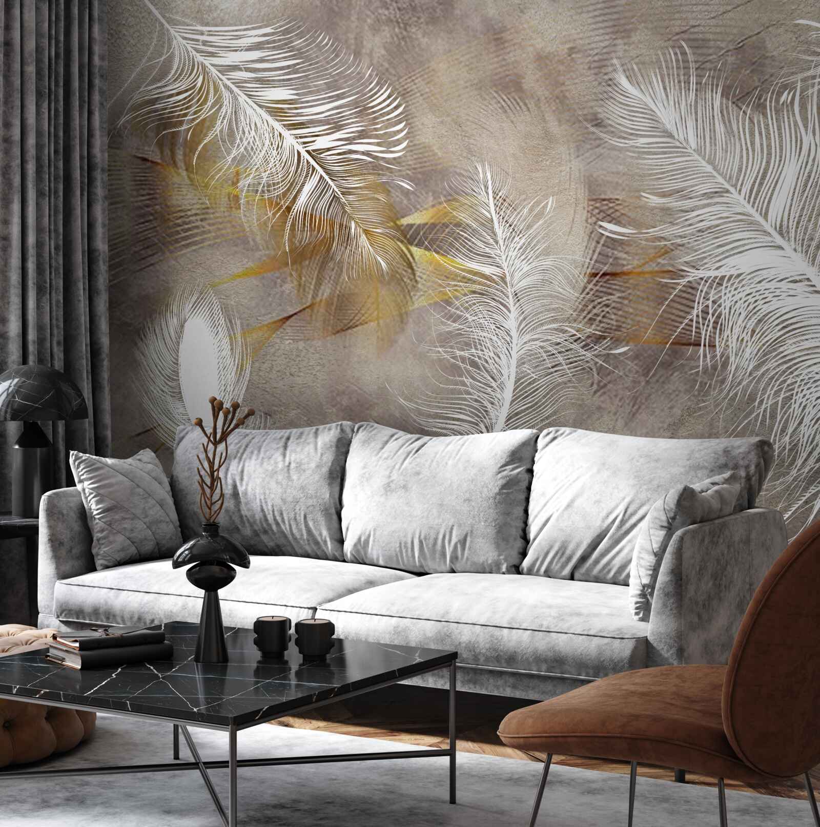 Fototapeta dekoracyjne piórka nawiązujące do lekkości powietrza