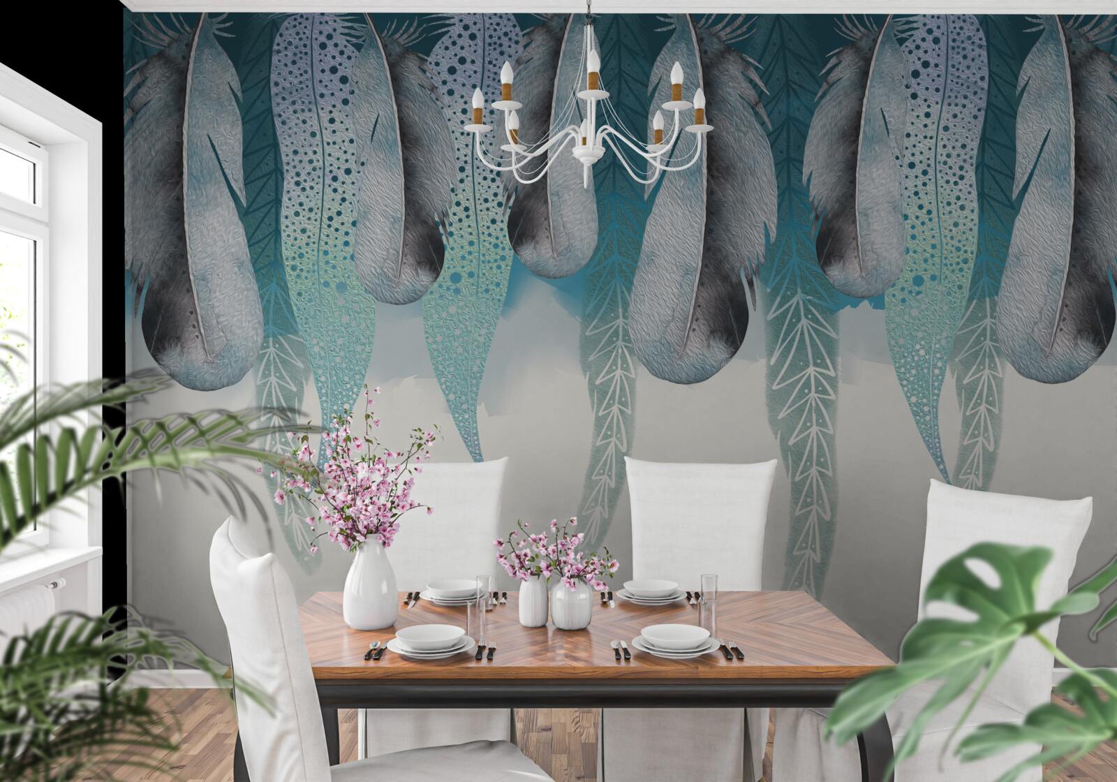 Fototapeta abstrakcyjne tło z wizerunkiem piór