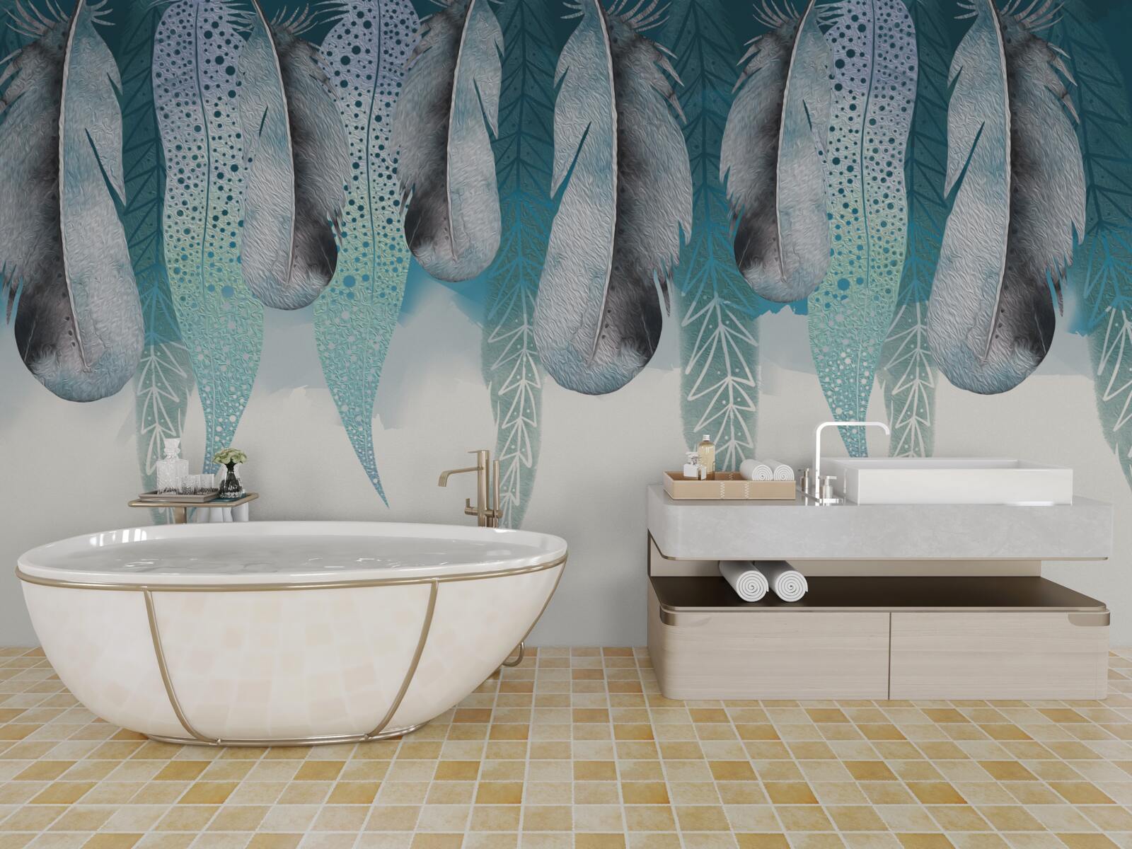 Fototapeta abstrakcyjne tło z wizerunkiem piór