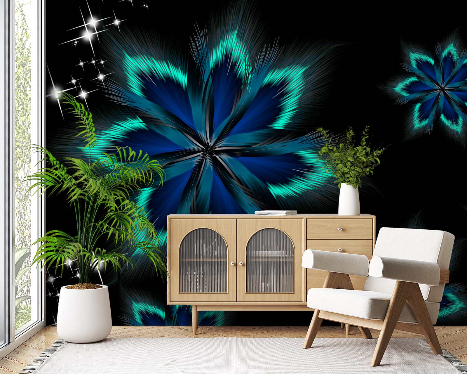 Fototapeta lotos z jasnoniebieskim brzegiem