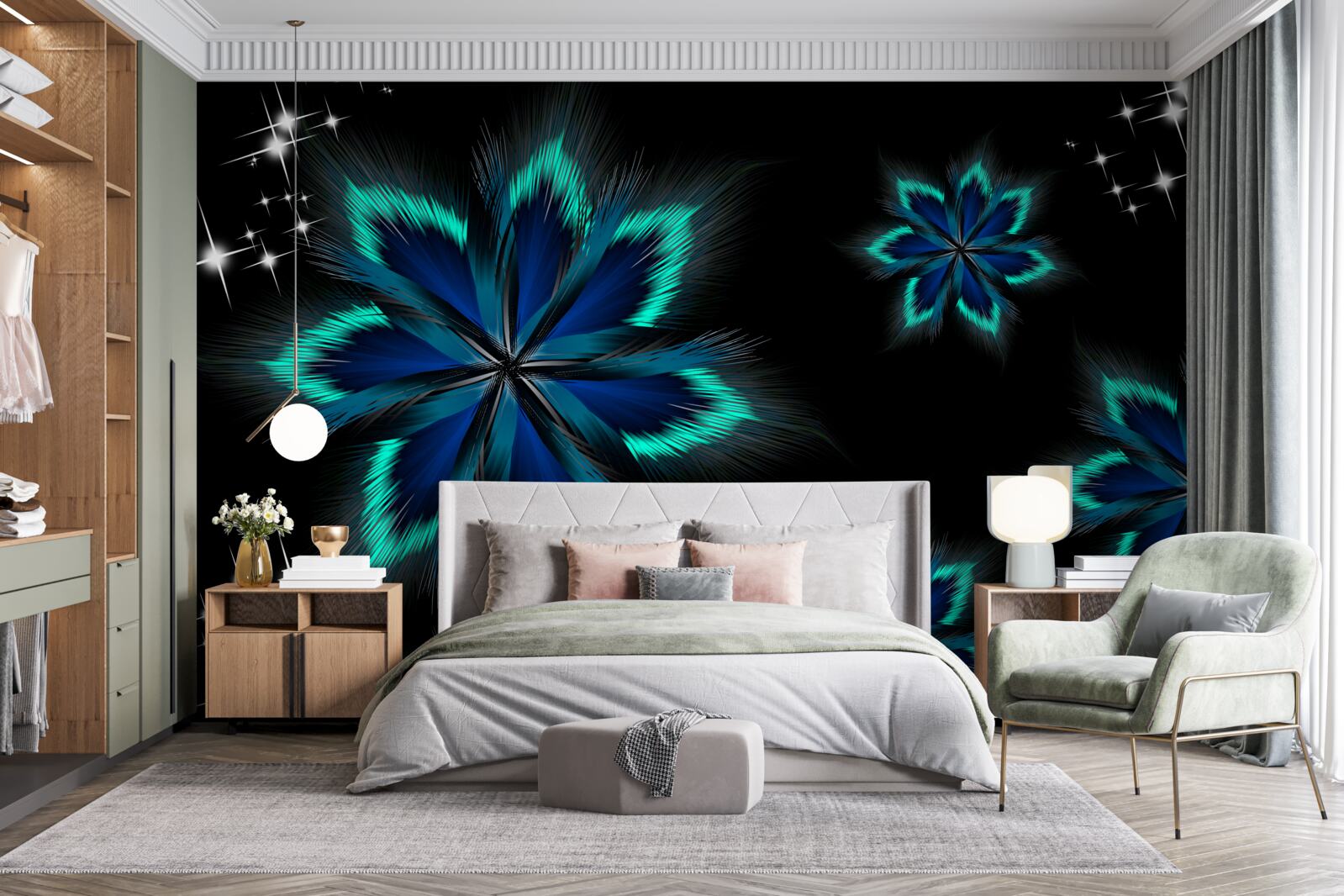 Fototapeta lotos z jasnoniebieskim brzegiem