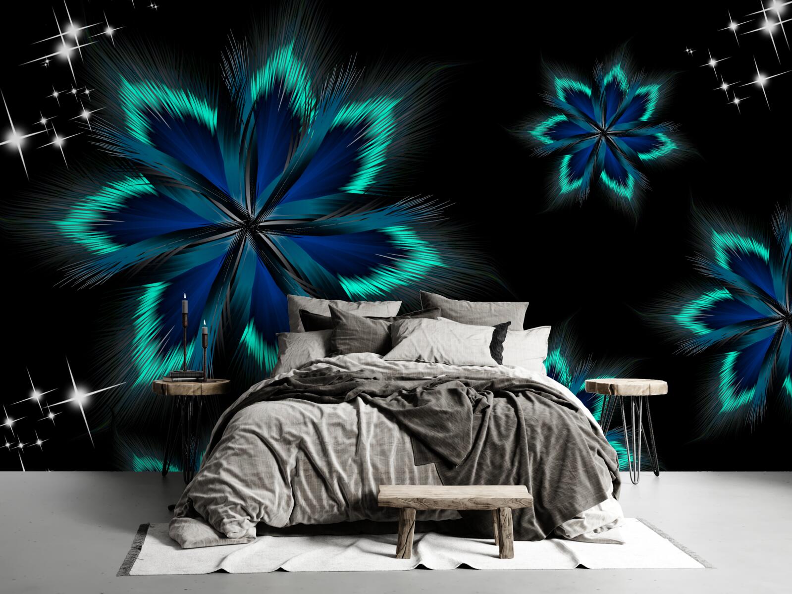 Fototapeta lotos z jasnoniebieskim brzegiem