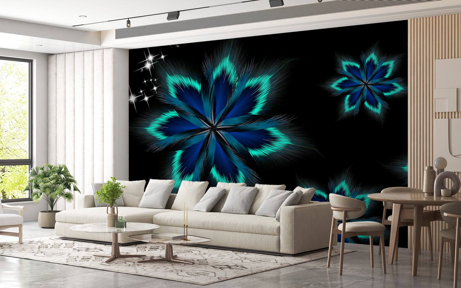 Fototapeta lotos z jasnoniebieskim brzegiem