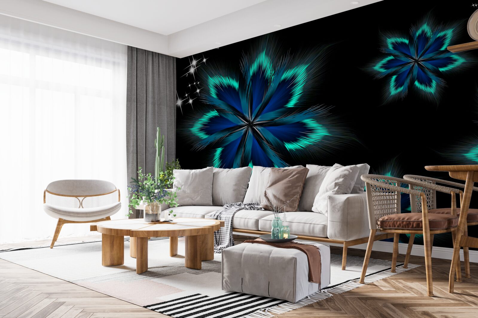 Fototapeta lotos z jasnoniebieskim brzegiem