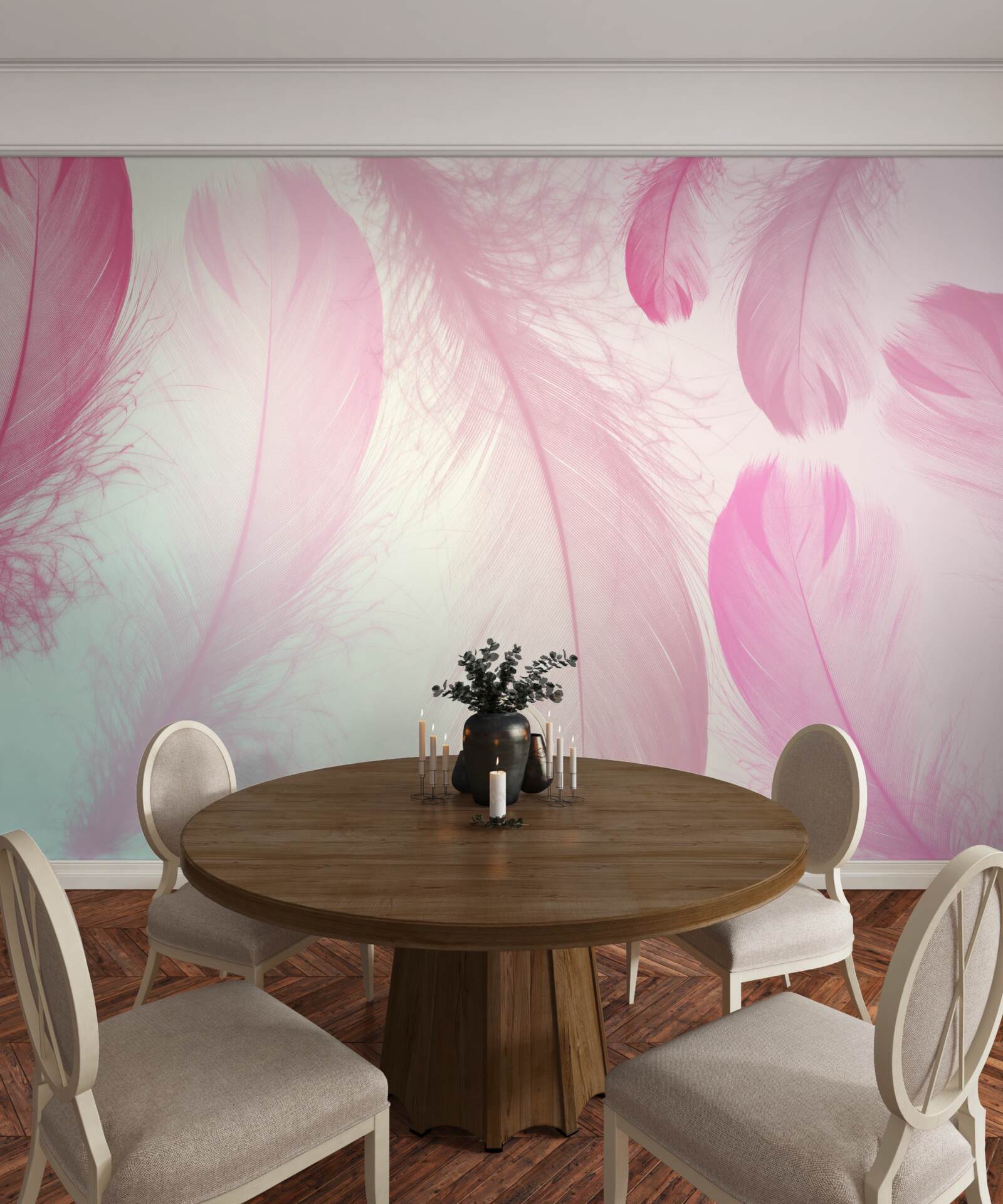 Fototapeta duże piórka o delikatnym różowym odcieniu