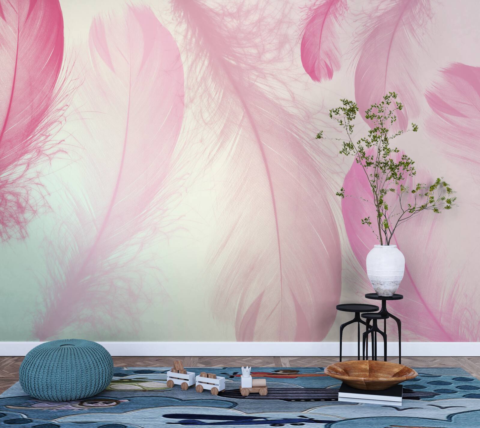 Fototapeta duże piórka o delikatnym różowym odcieniu