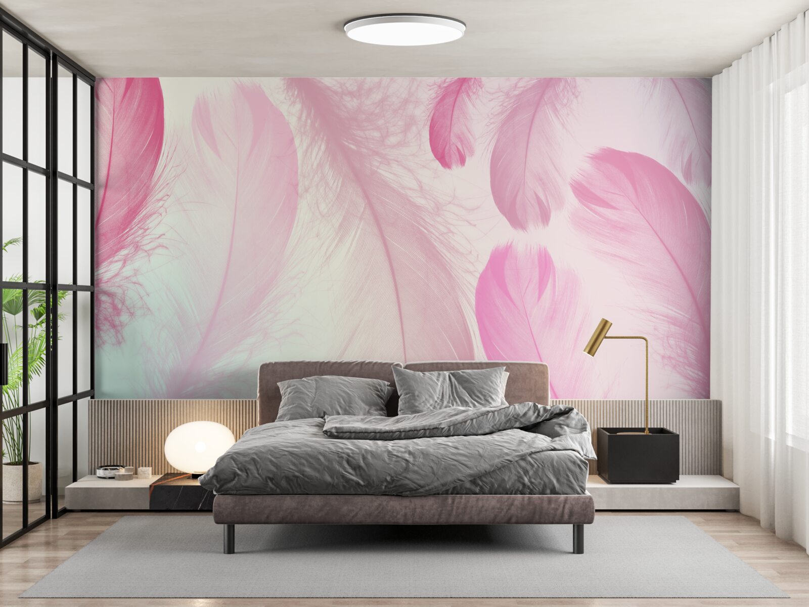 Fototapeta duże piórka o delikatnym różowym odcieniu