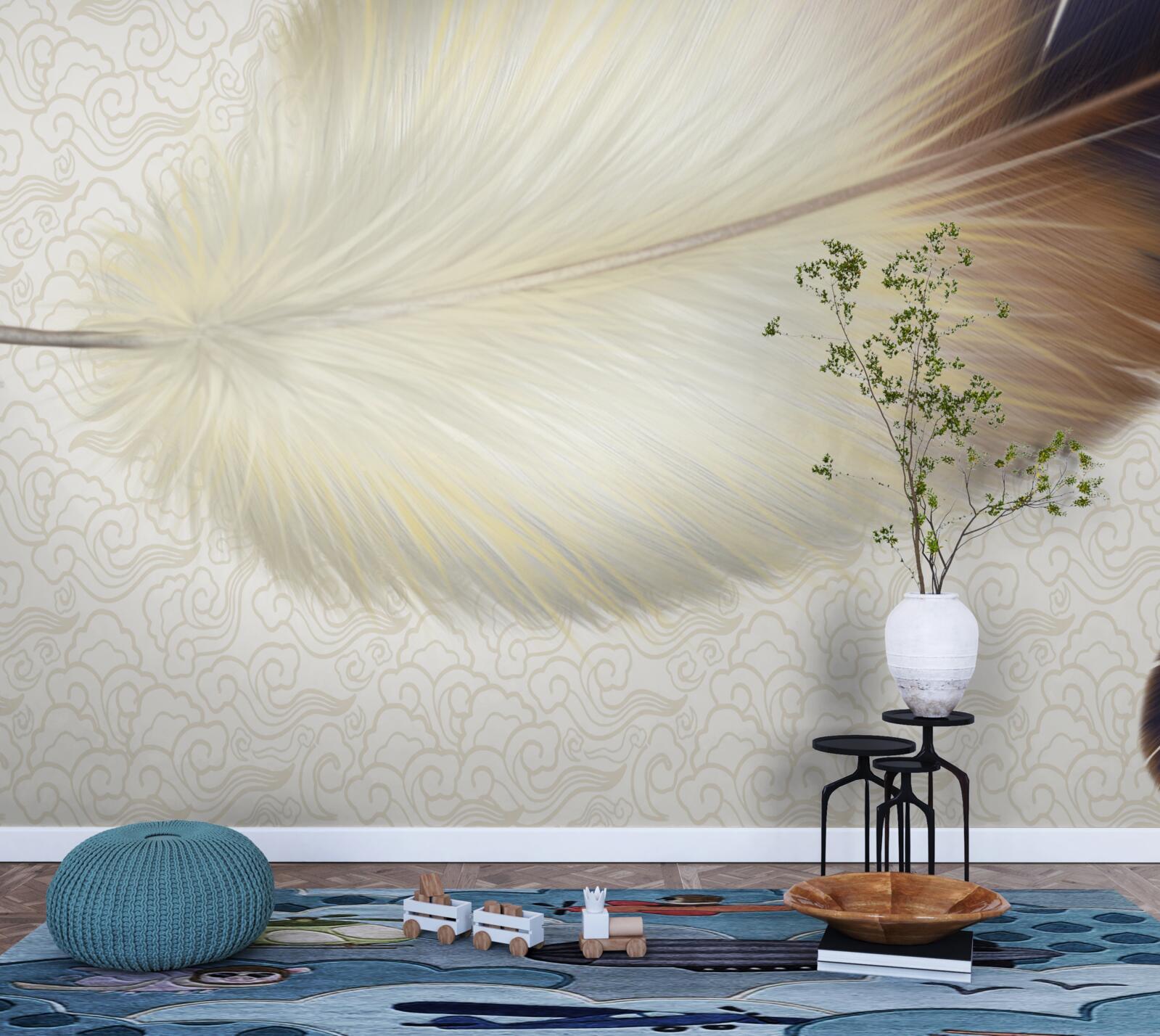 Fototapeta pióra są białe z brązowymi krawędziami