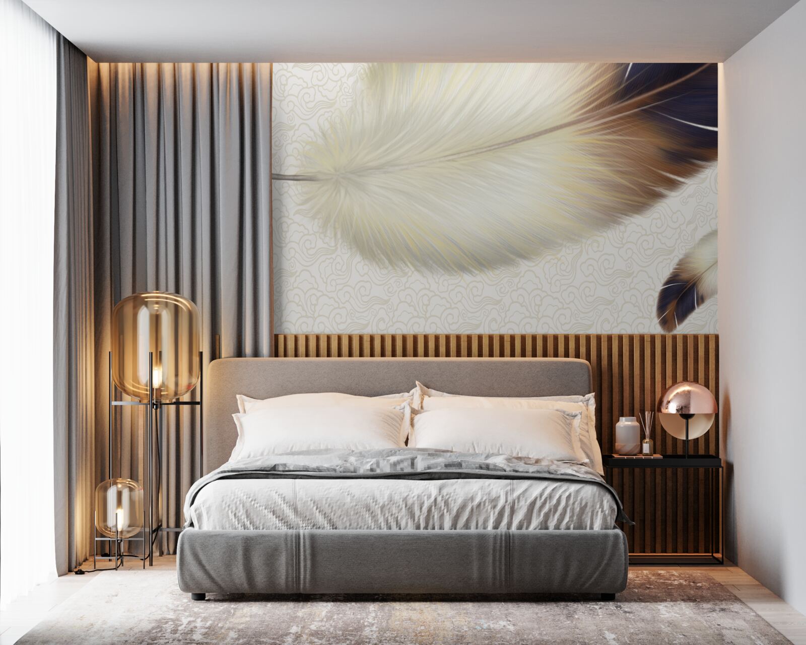 Fototapeta pióra są białe z brązowymi krawędziami