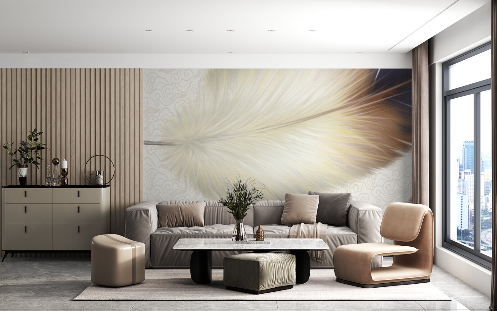 Fototapeta pióra są białe z brązowymi krawędziami