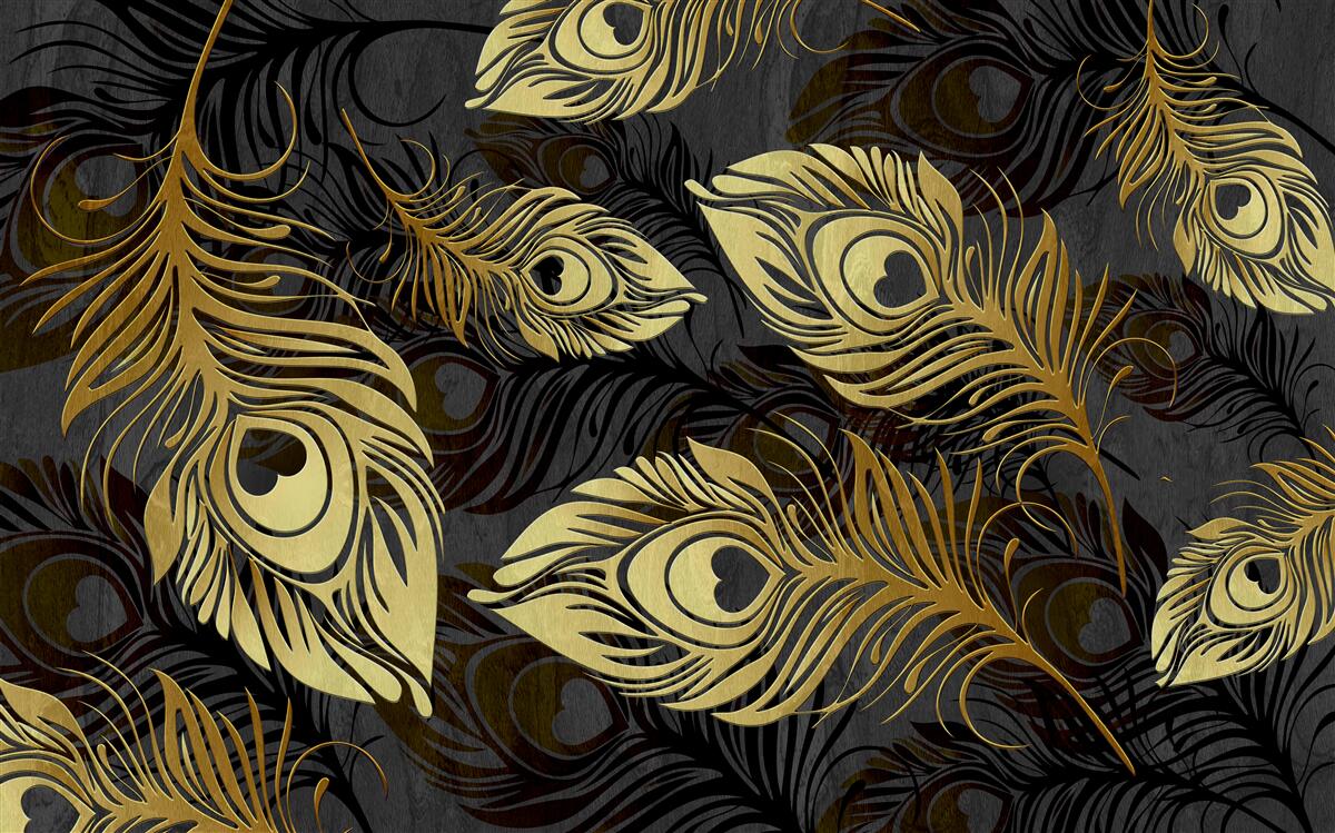 Fototapeta błyszczące złote pióra