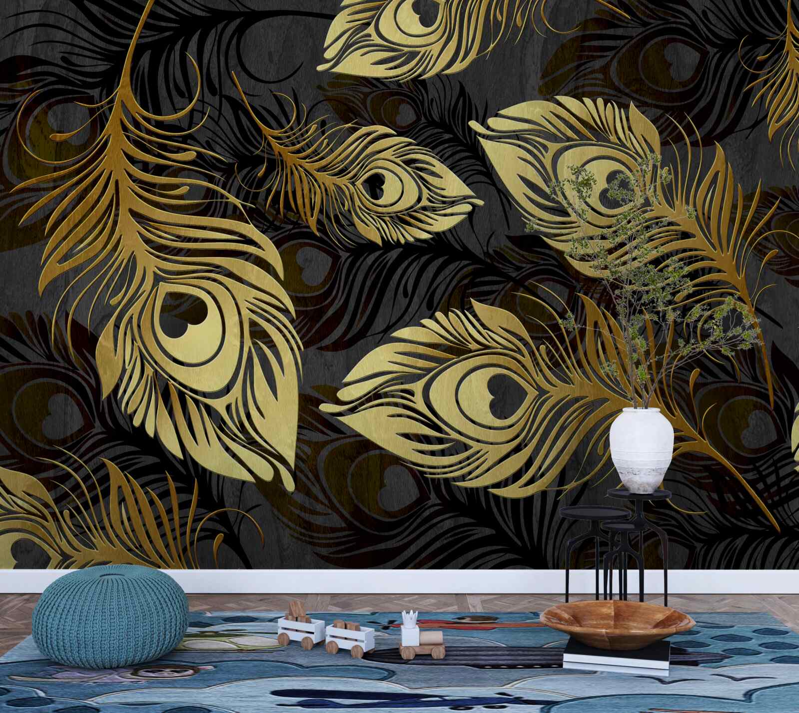 Fototapeta błyszczące złote pióra