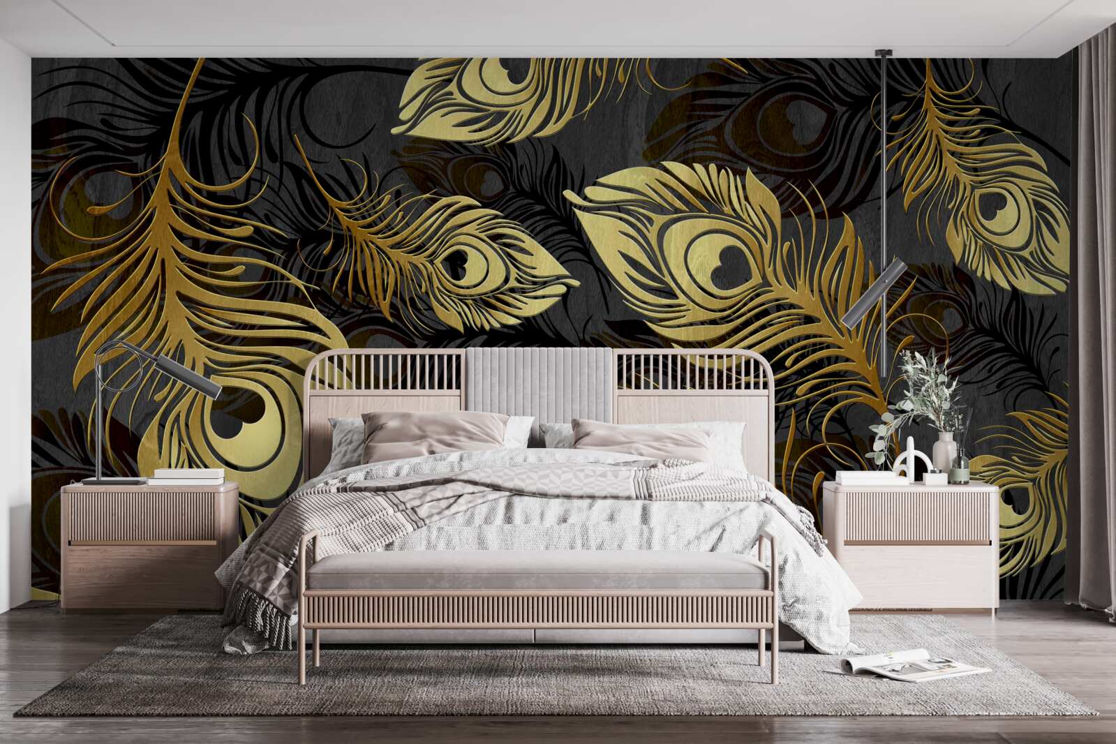 Fototapeta błyszczące złote pióra