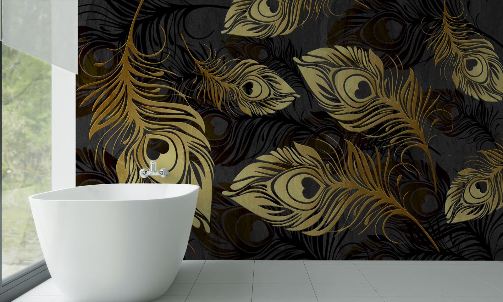 Fototapeta błyszczące złote pióra