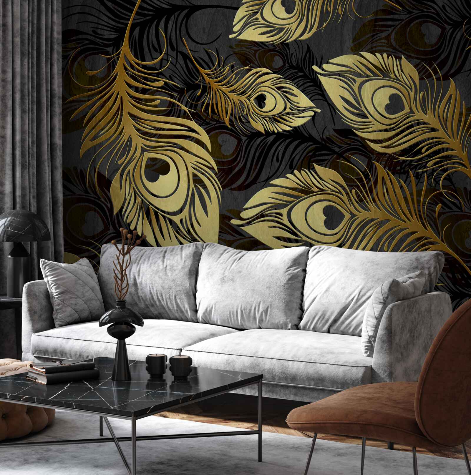 Fototapeta błyszczące złote pióra