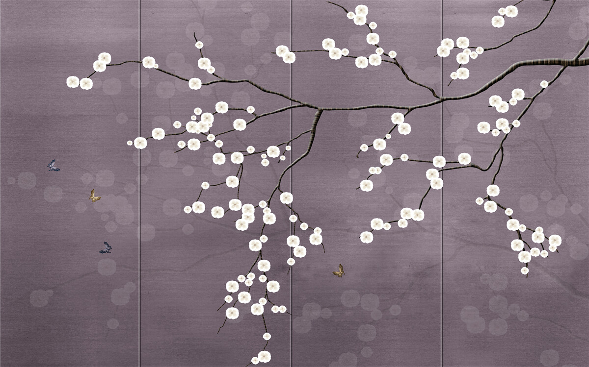 Fototapeta gałąź usiana małymi białymi kwiatami