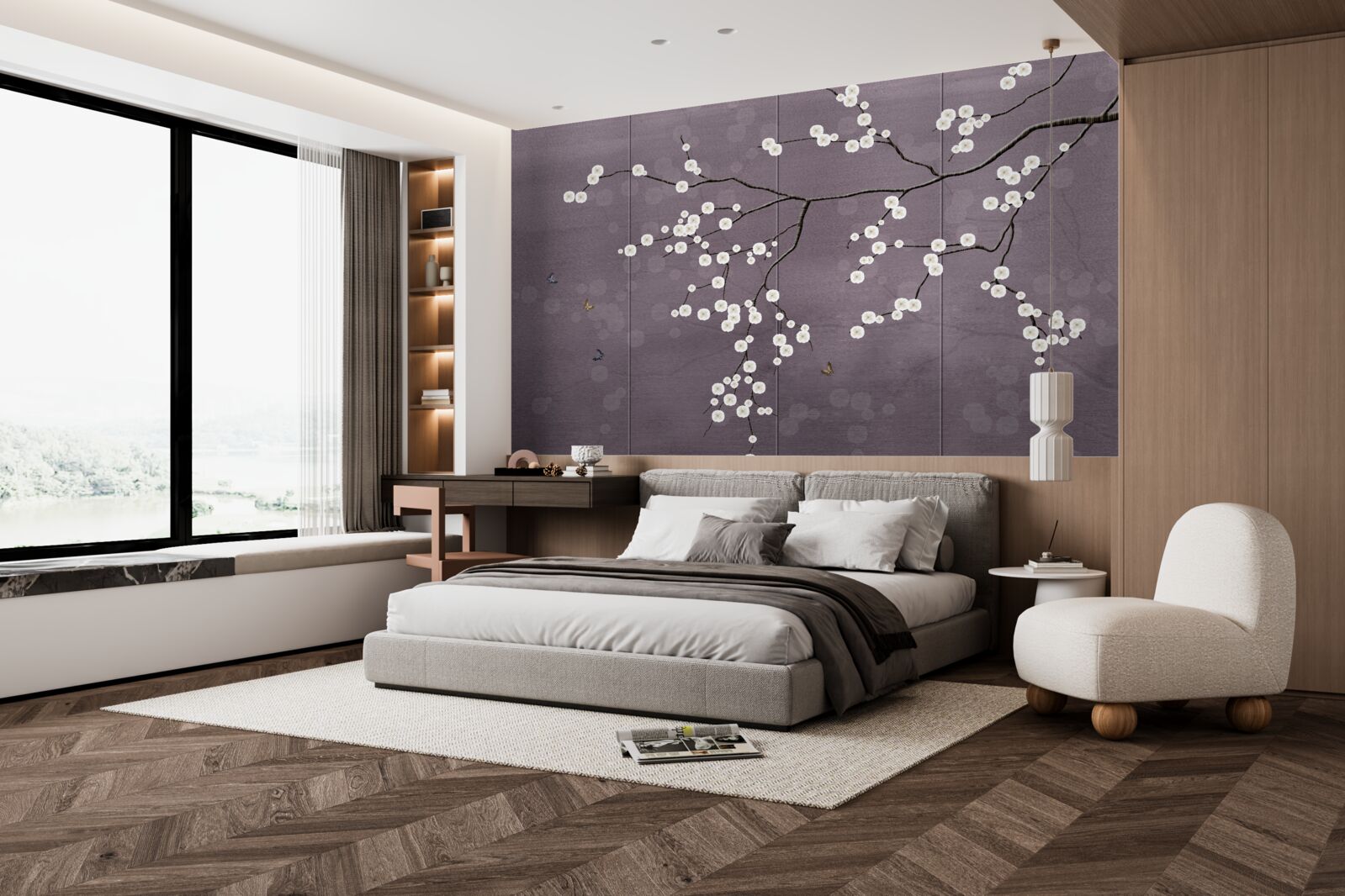 Fototapeta gałąź usiana małymi białymi kwiatami