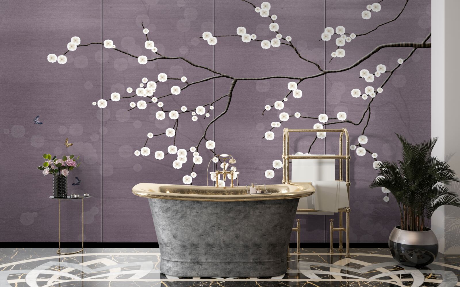 Fototapeta gałąź usiana małymi białymi kwiatami