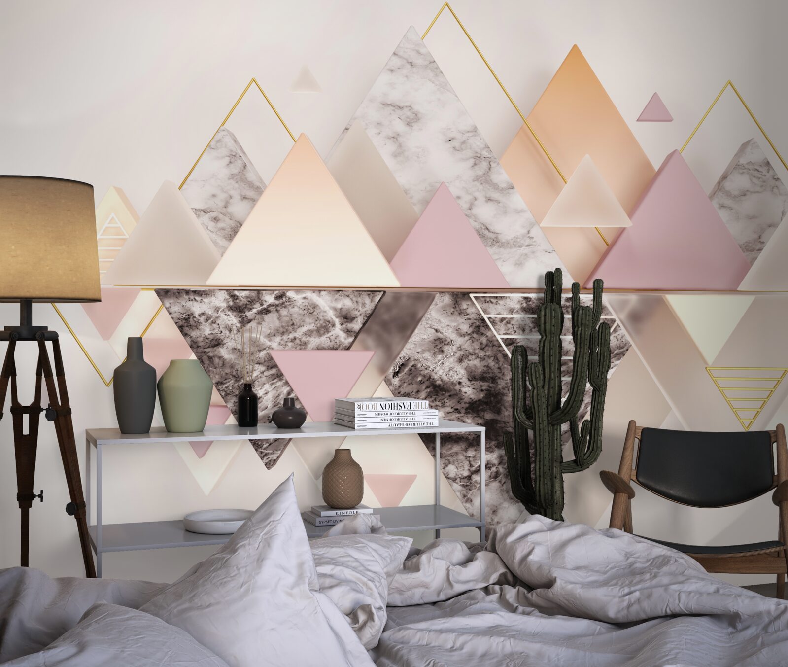 Fototapeta odbicie jesiennego lasu z jego różowymi odcieniami w wodzie