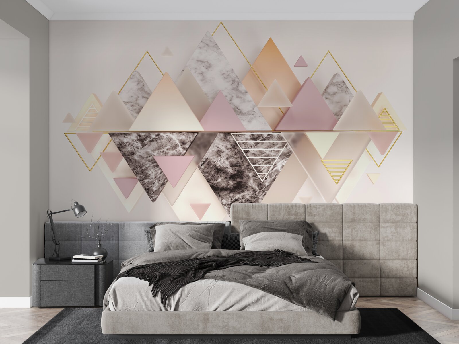 Fototapeta odbicie jesiennego lasu z jego różowymi odcieniami w wodzie