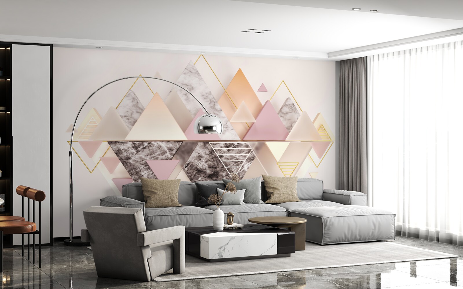 Fototapeta odbicie jesiennego lasu z jego różowymi odcieniami w wodzie