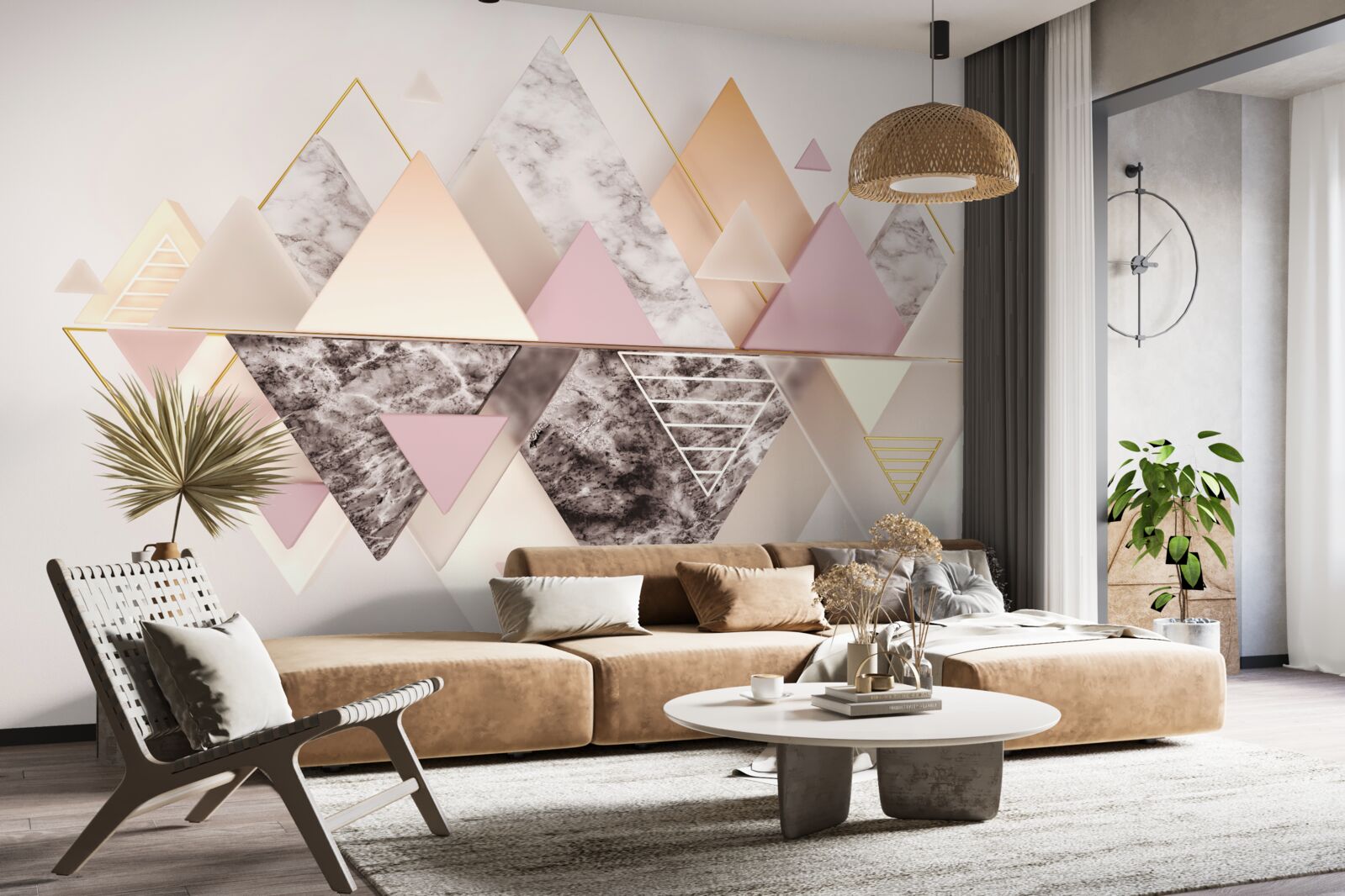 Fototapeta odbicie jesiennego lasu z jego różowymi odcieniami w wodzie