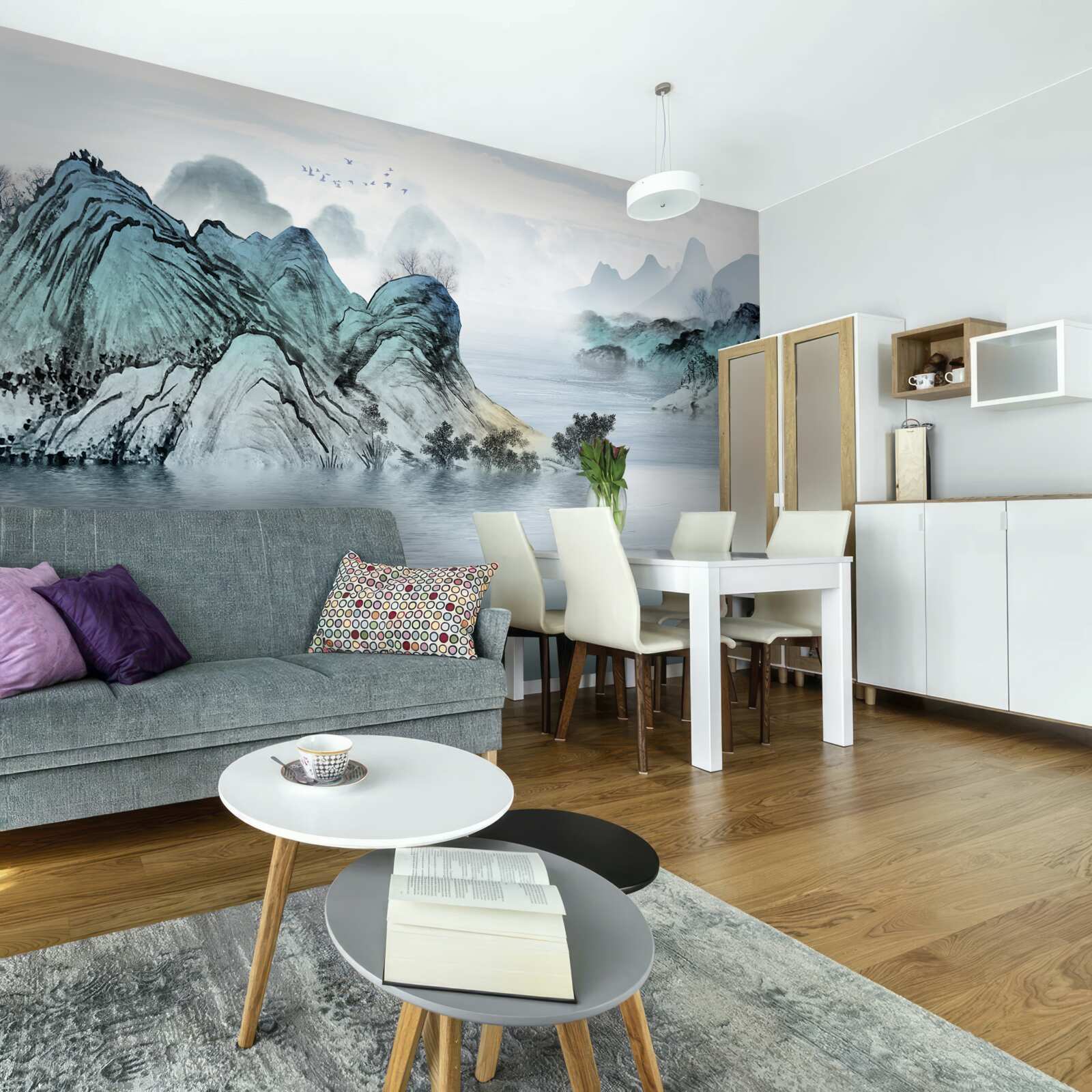 Fototapeta wędkarz na górskim zbiorniku