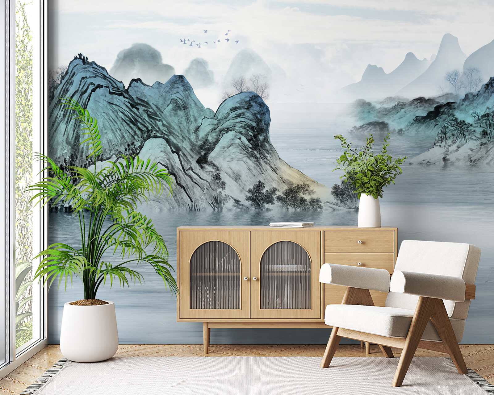 Fototapeta wędkarz na górskim zbiorniku